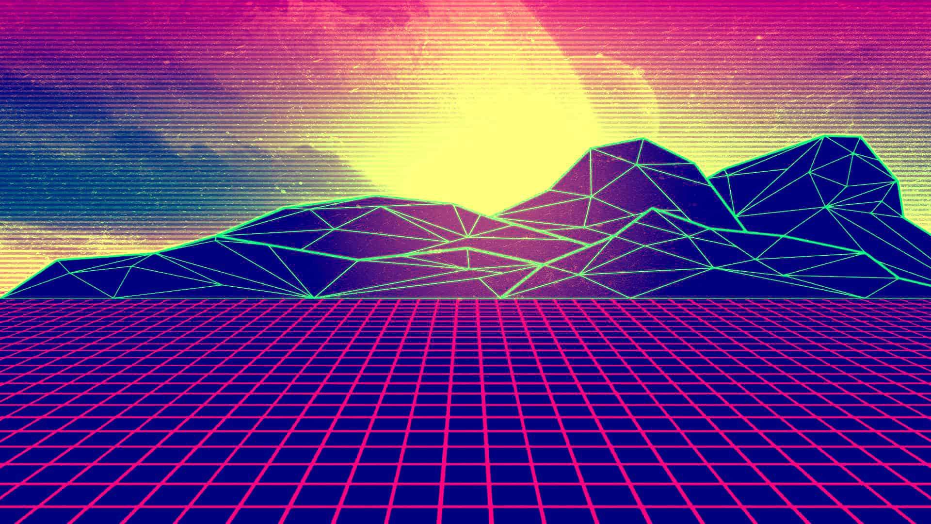 1920x1080 Retrowave Sunrise HD Vaporwave Wallpaper