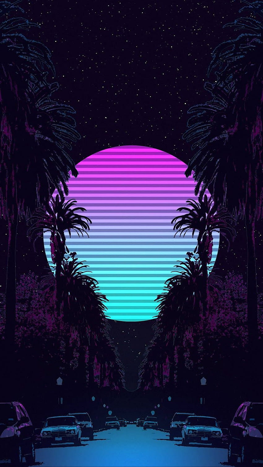 850x1511 Retrowaves night, retrowave iphone 11 HD phone wallpaper