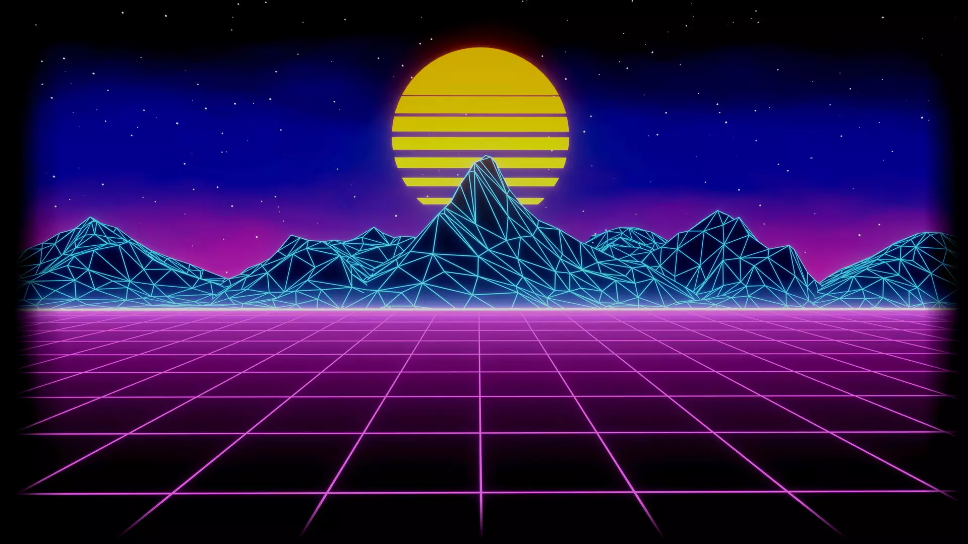 1920x1080 Live wallpaper Retrowave Grid download on