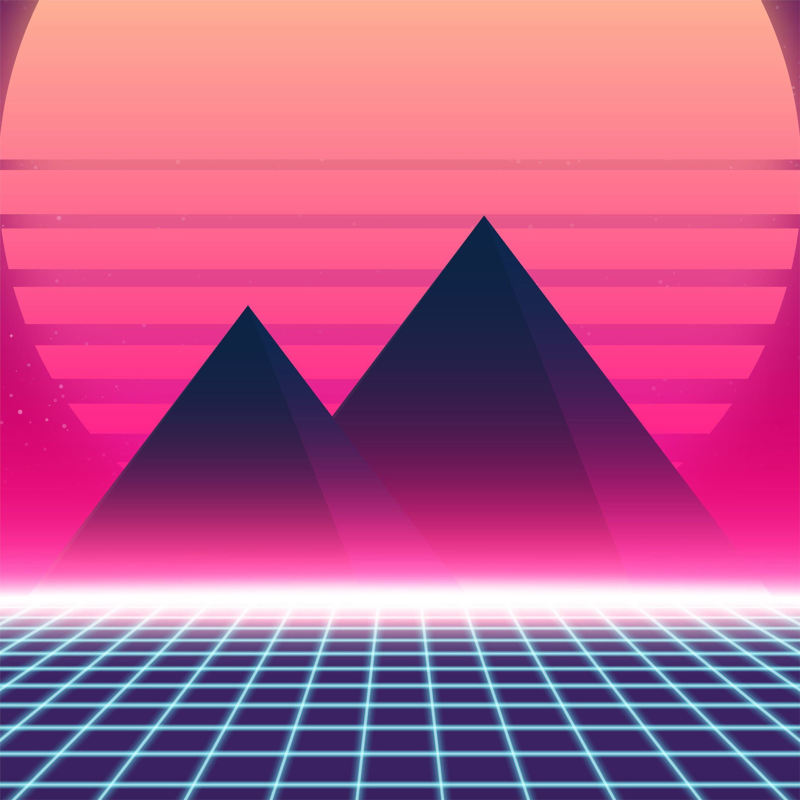 2732x2732 retrowave 90s iPad Pro Wallpaper Free Download