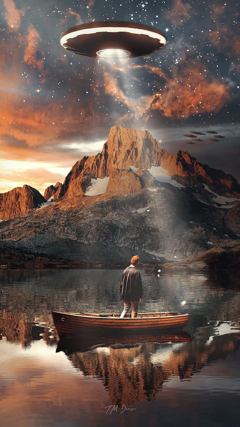 800x1422 Arrival, TM, Galaxy, Landscape, Sci Fi, Scifi, Space, Tmdesigns, Ufo, HD Phone Wallpaper