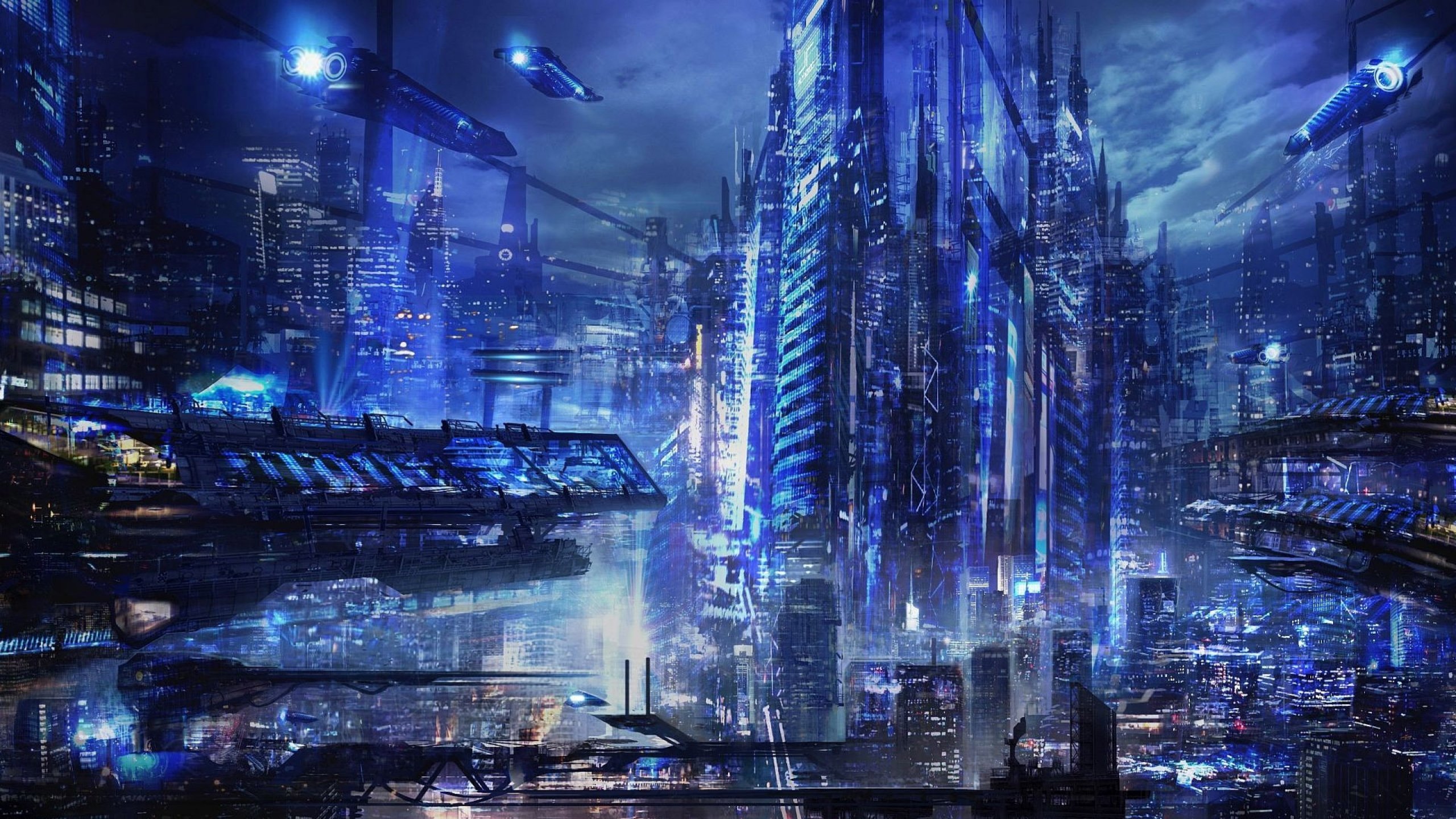 2560x1440 sci fi, City, Cities, Artwork, Art, Futuristic Wallpaper HD / Desktop and Mobile Background