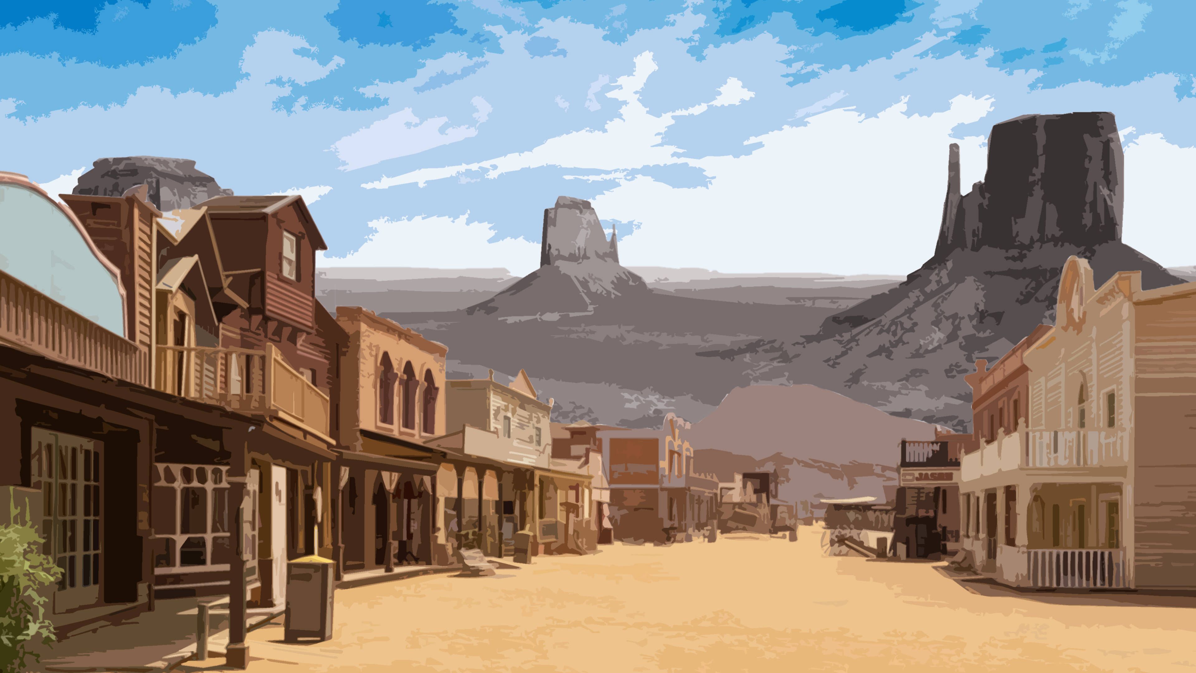 3840x2160 Download Old Town Western Aesthetic Wallpaper