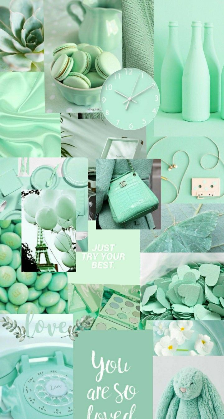 720x1344 Aesthetic Mint Green Mint Green And White Collage With 'You Are So Loved' Wallpaper Cantik iPhone, Mint Green Wallpaper iPhone, Mint Green Aesthetic