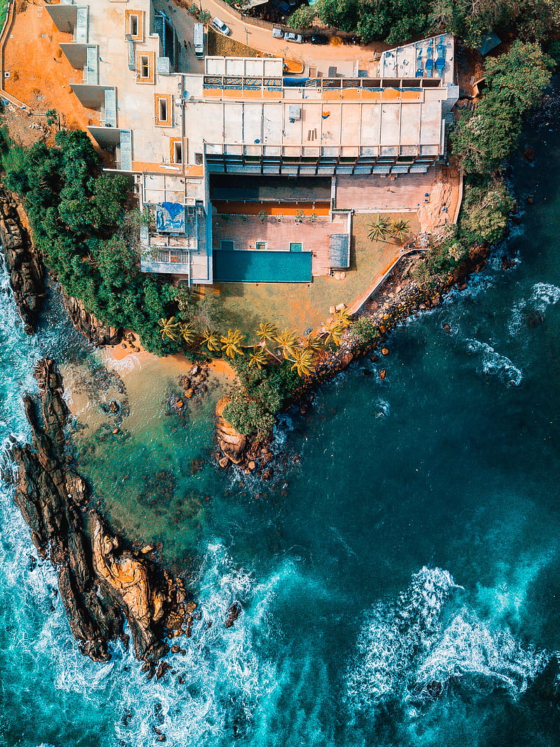 800x1067 A Hotel by the Coast, Vithurshan, aerial, beach, drone, galle, mirissa, ocean, HD phone wallpaper