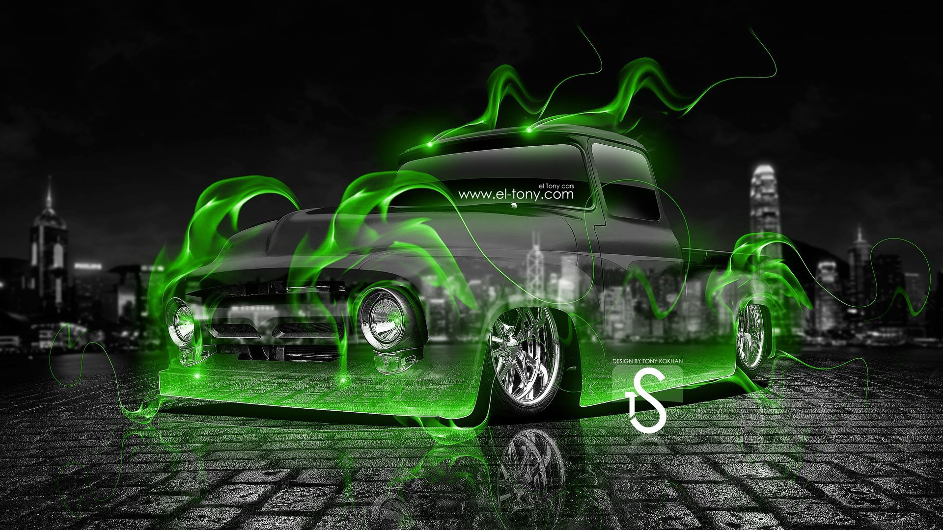 1920x1080 Neon Trucks Wallpaper