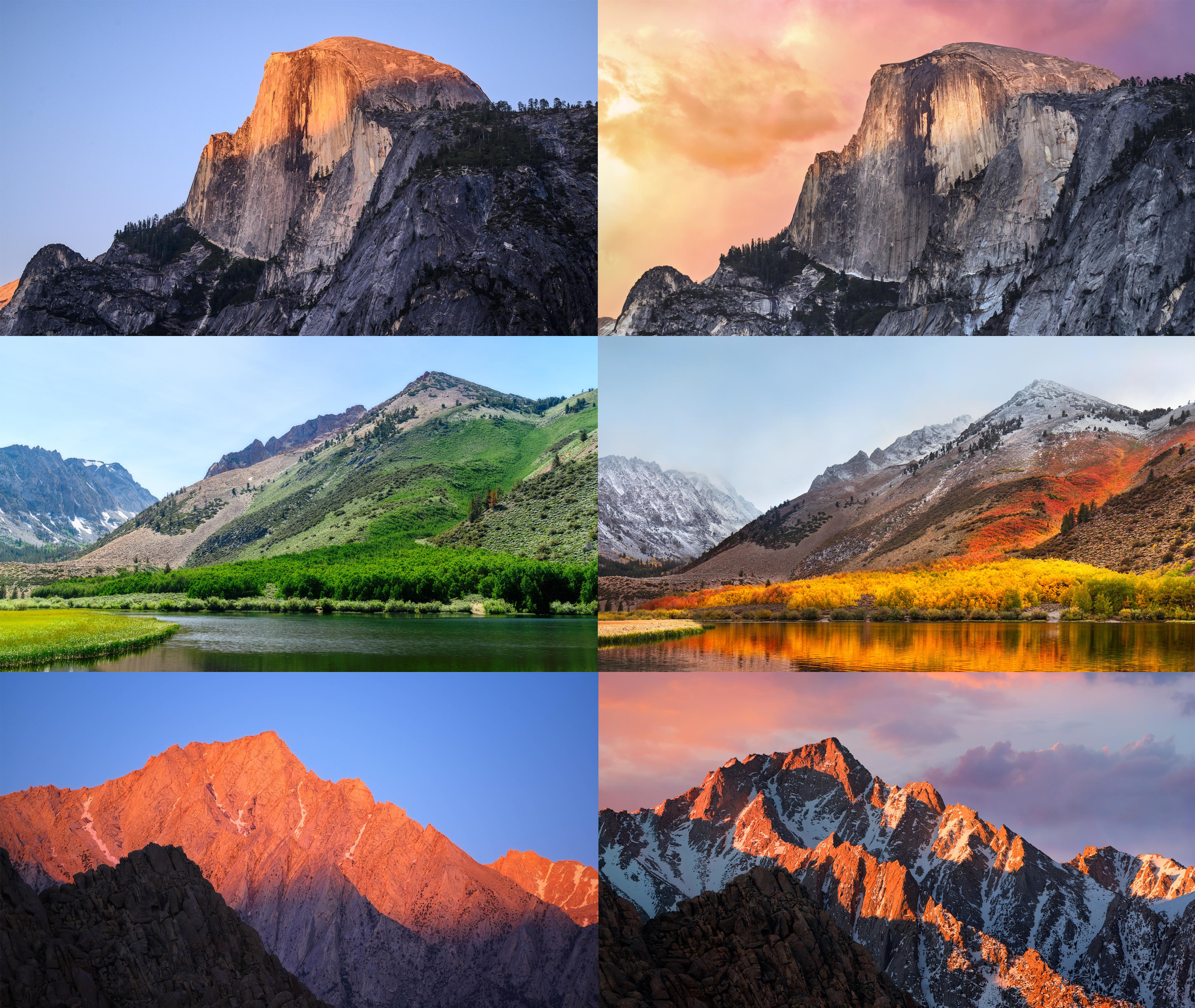 3840x3240 My friends and I traveled through California, USA to recreate every default Apple wallpaper. Here are some of our photo (left) next to Apple's originals (right). The road trip took one week