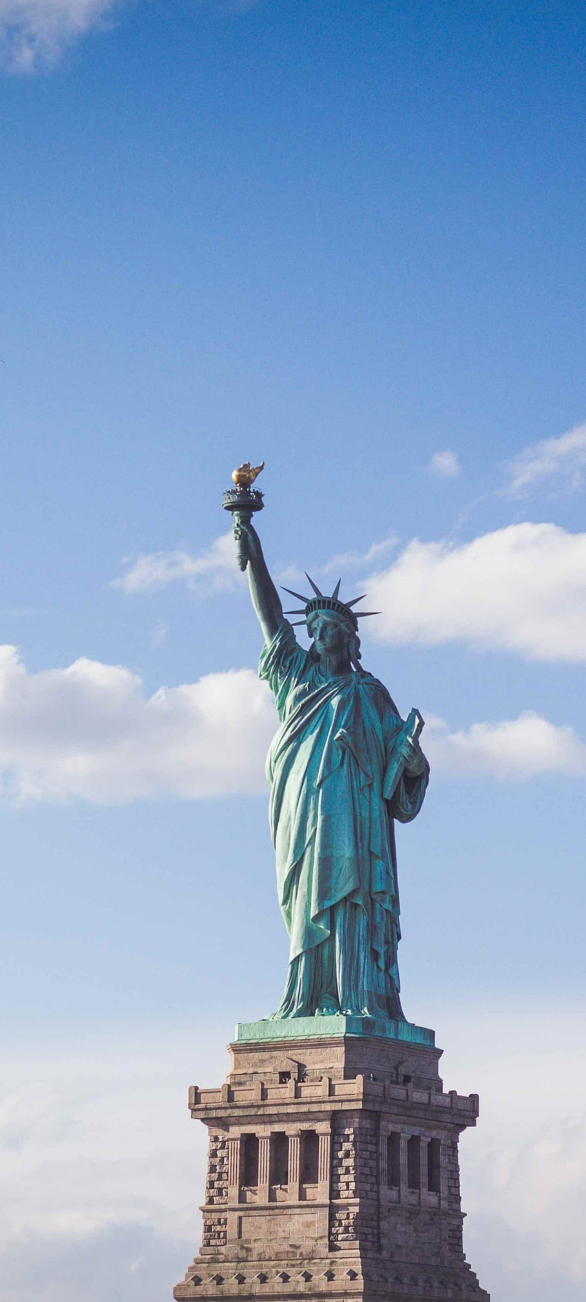 850x1889 Statue of Liberty USA, sky, symbol, nature, ny, holiday, new york, cloud, americe, world, dom, statue of liberty, , , , travel, architecture HD phone wallpaper