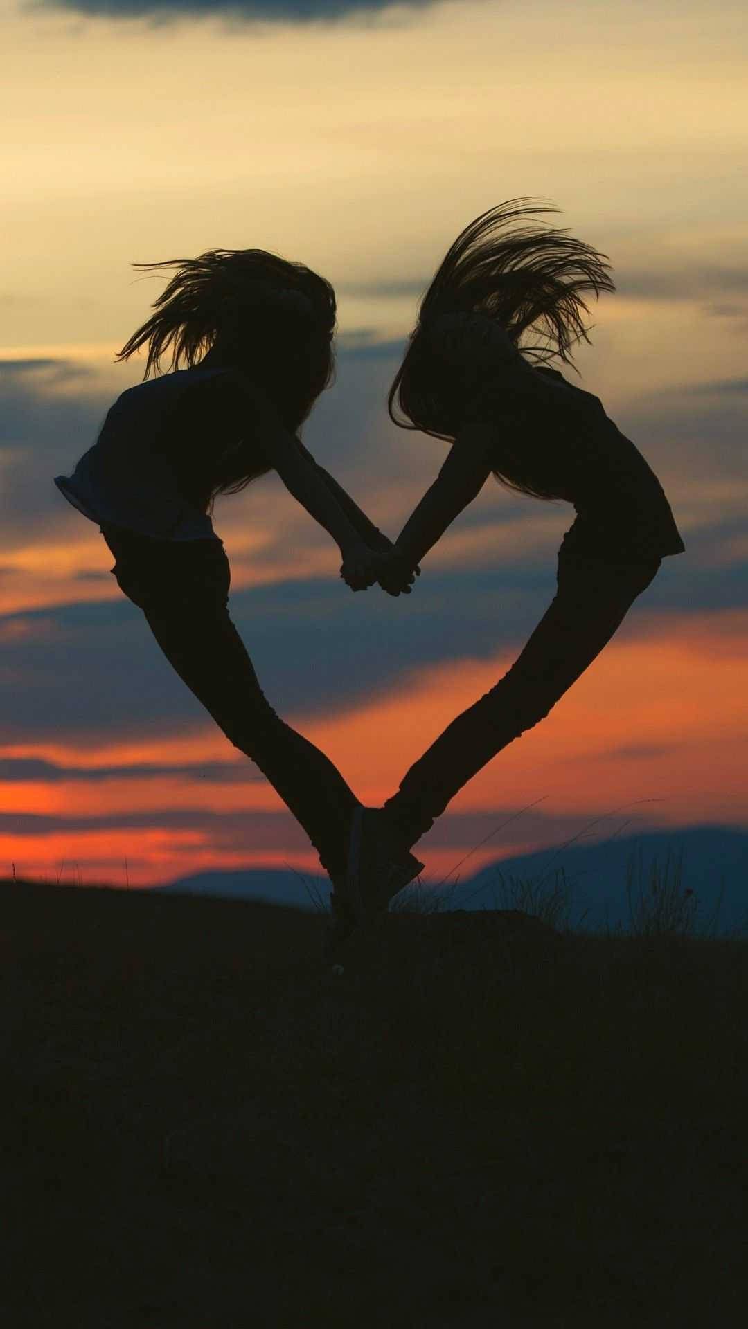 1080x1920 Download BFF Heart Pose Wallpaper