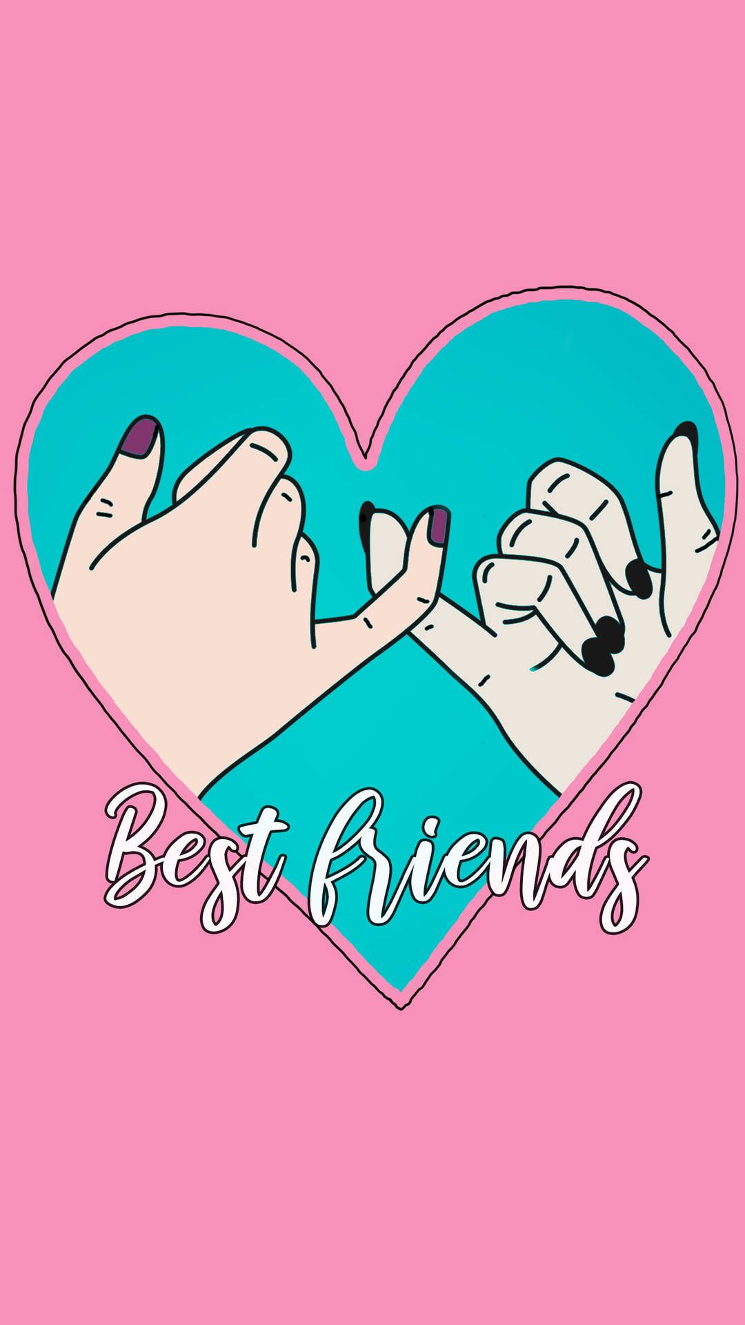 1080x1920 Download Girly BFF Pinky Promise In Heart Wallpaper