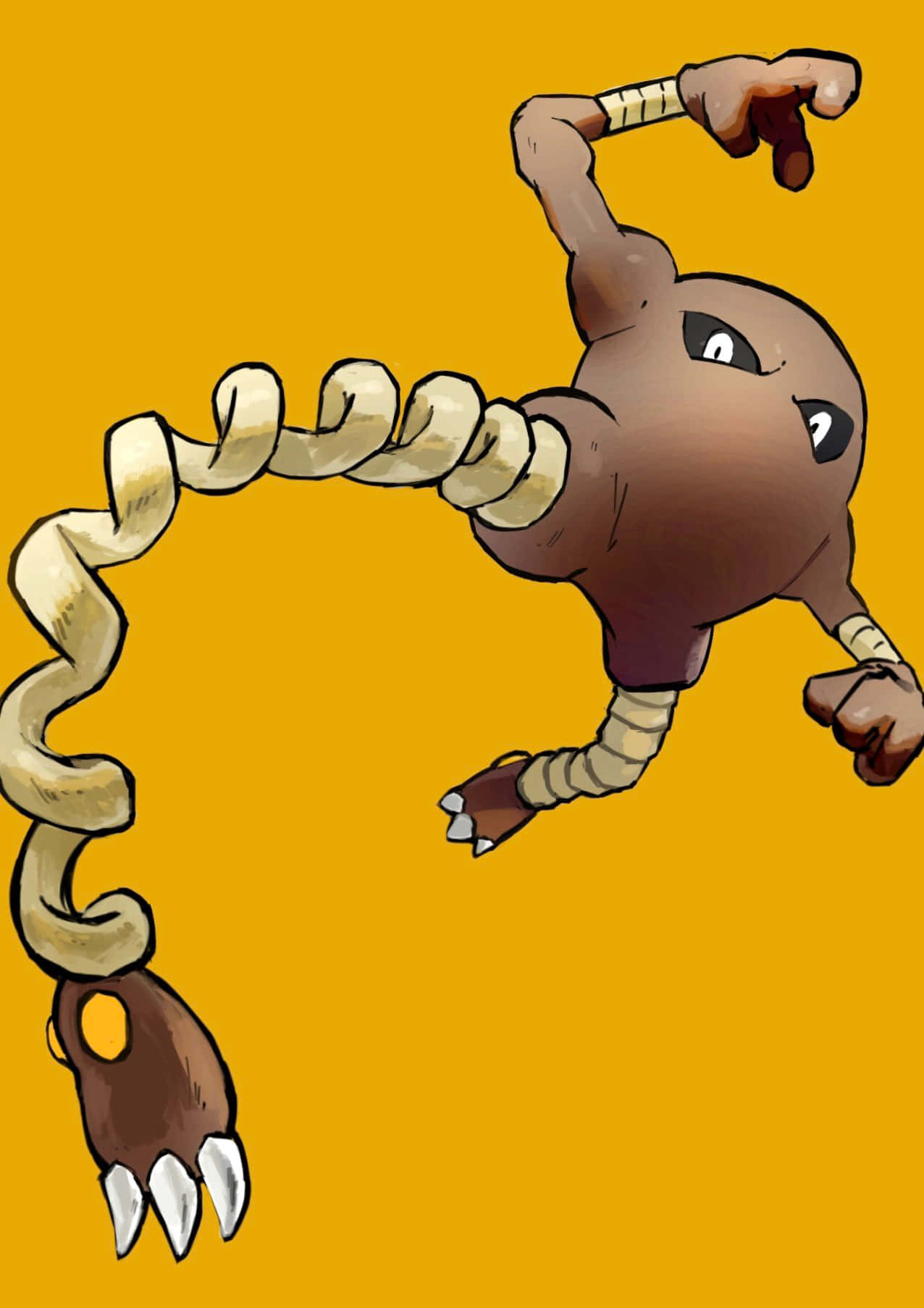1276x1806 Download The Agile Fighting Pokemon Hitmonlee Flexing Its Coiled Leg Wallpaper