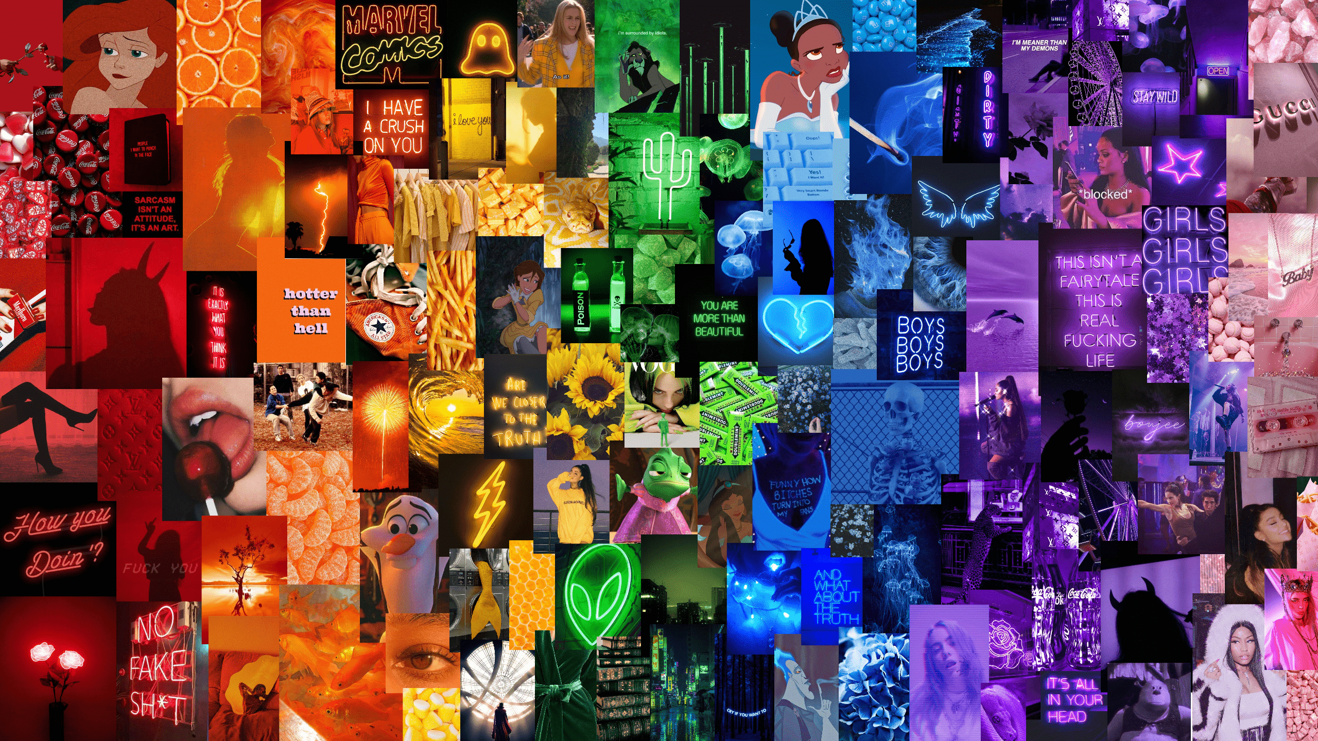2560x1440 Rainbow Aesthetic Collage Wallpaper