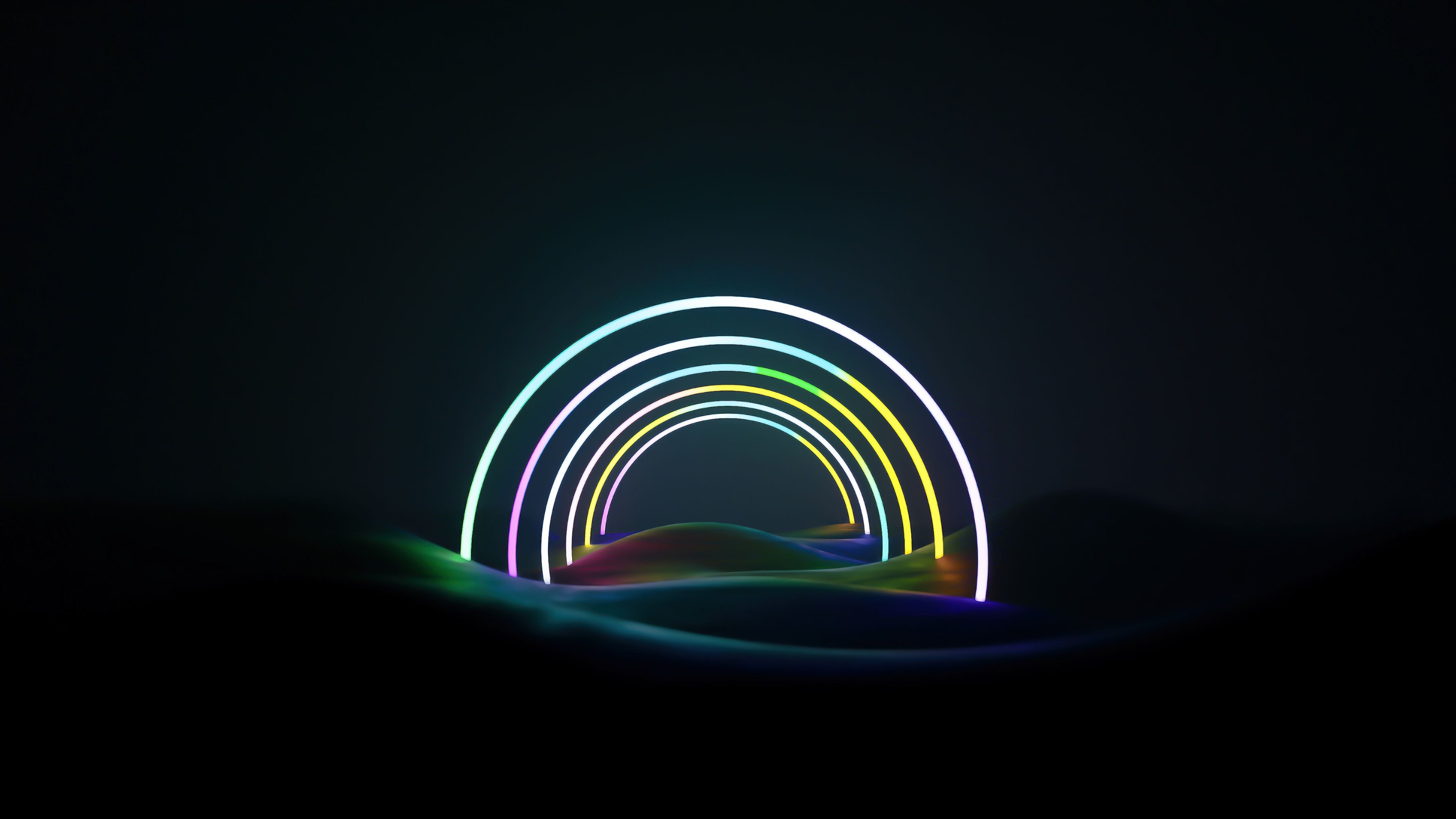 3840x2160 Neon art Wallpaper 4K, Rainbow, Glowing, Dark aesthetic
