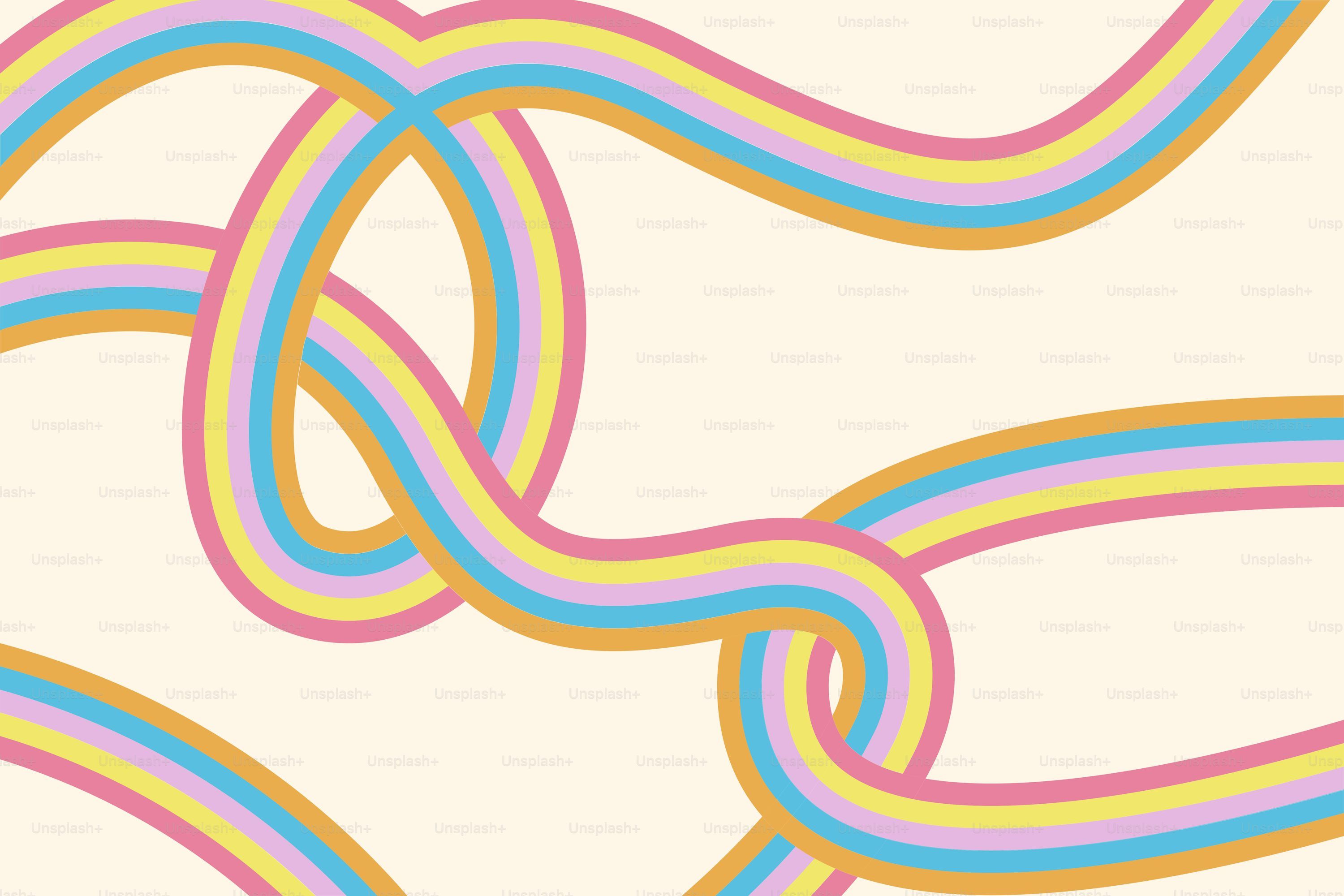 3000x2000 Pastel rainbow stripes intertwining on a cream background vector