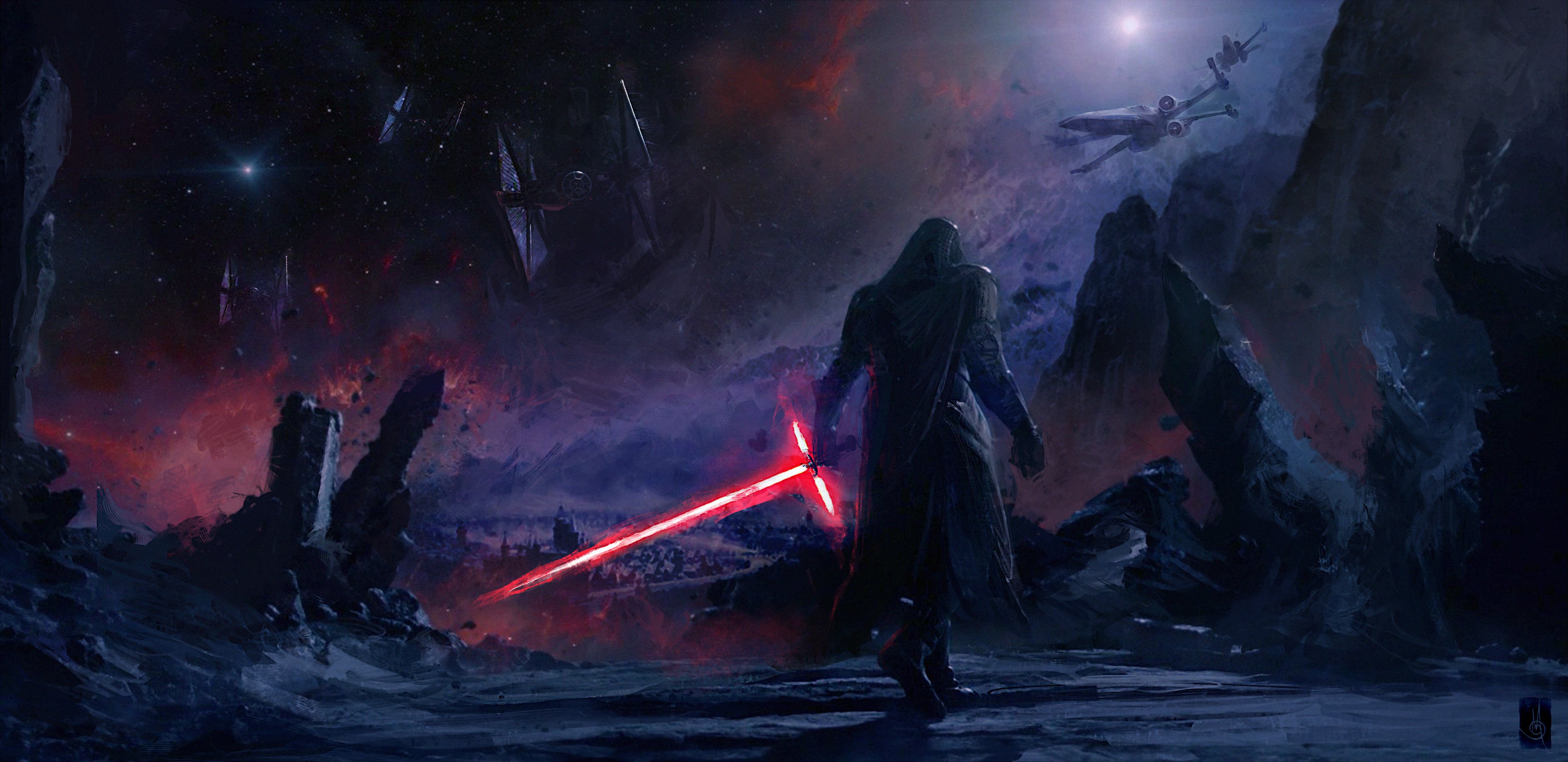 3754x1825 Kylo Ren Star Wars Artwork 4k 1440P Resolution , HD 4k Wallpaper , Image, Background, Photos and Picture