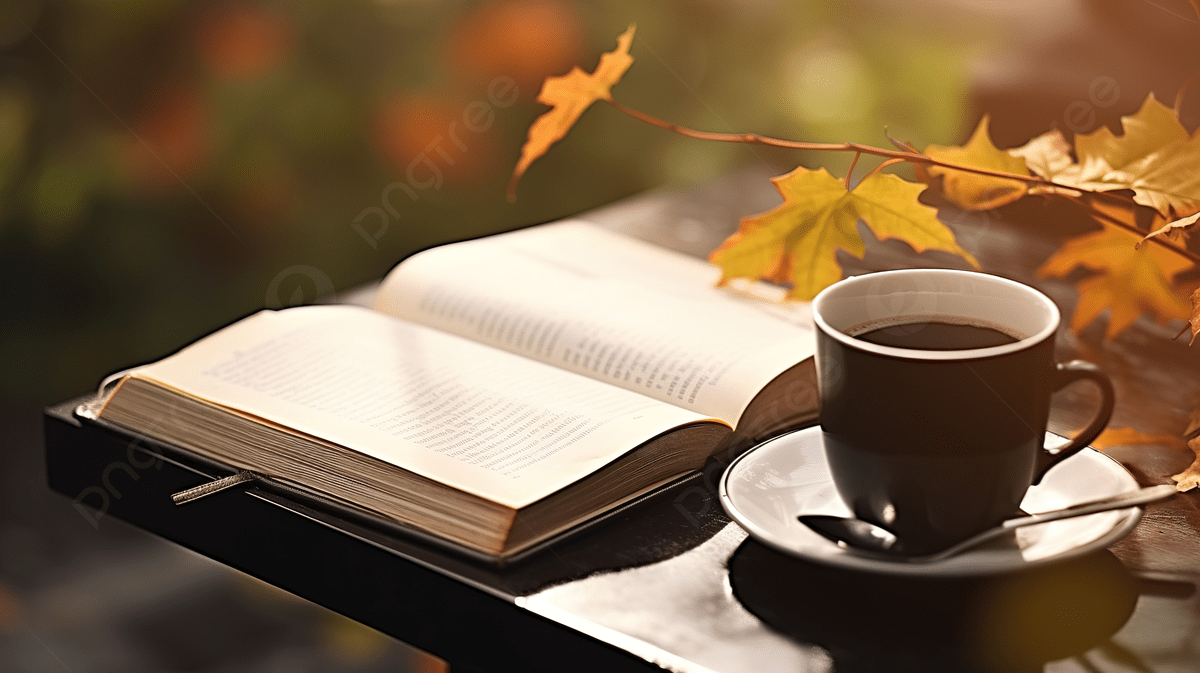 1200x673 Coffee And Bible Book On Table With Foliage Background And Leaves In Foreground Photo And Picture For Free Download