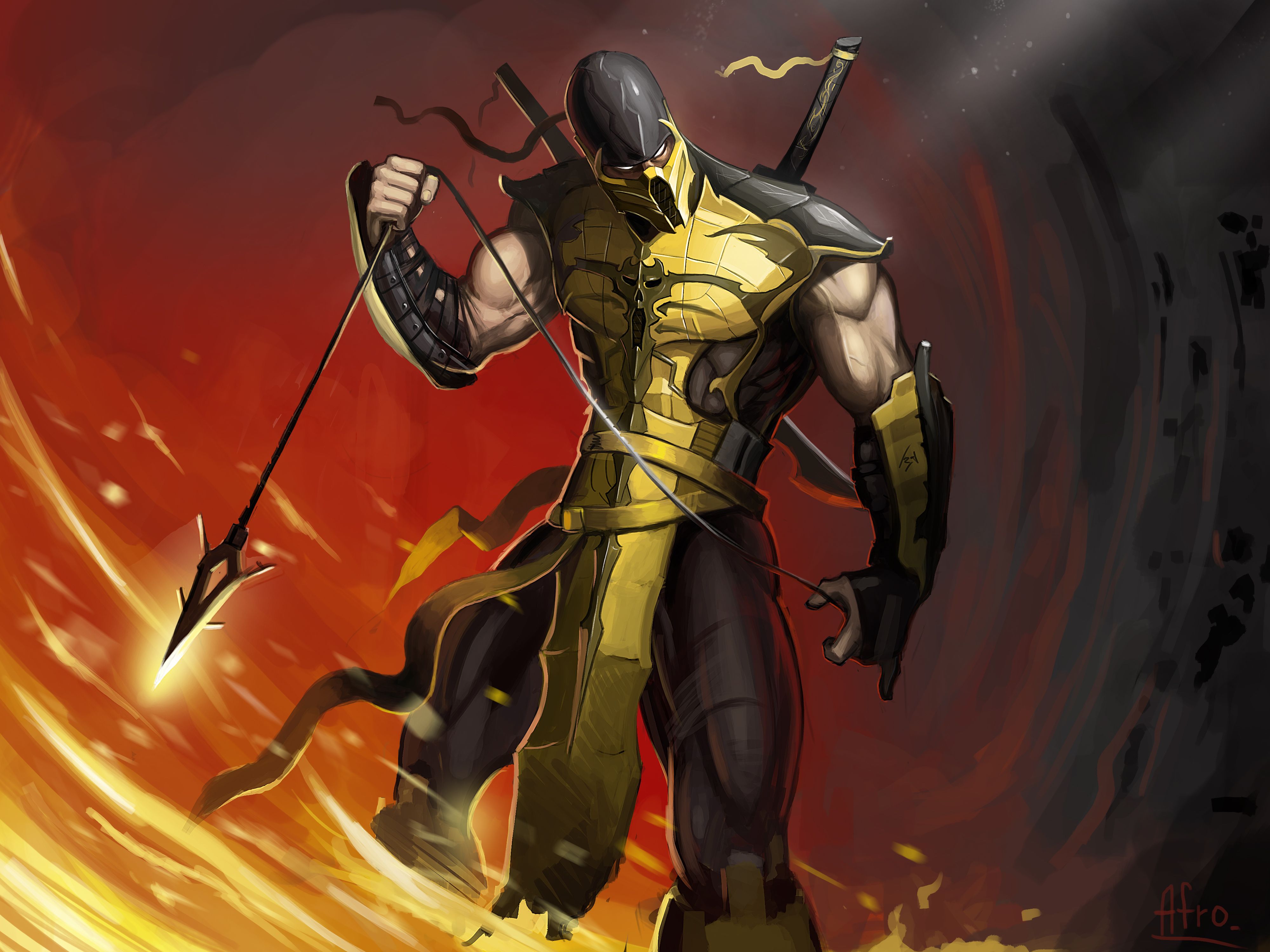 4000x3000 Download Scorpion (Mortal Kombat) Video Game Mortal Kombat Character Art Art