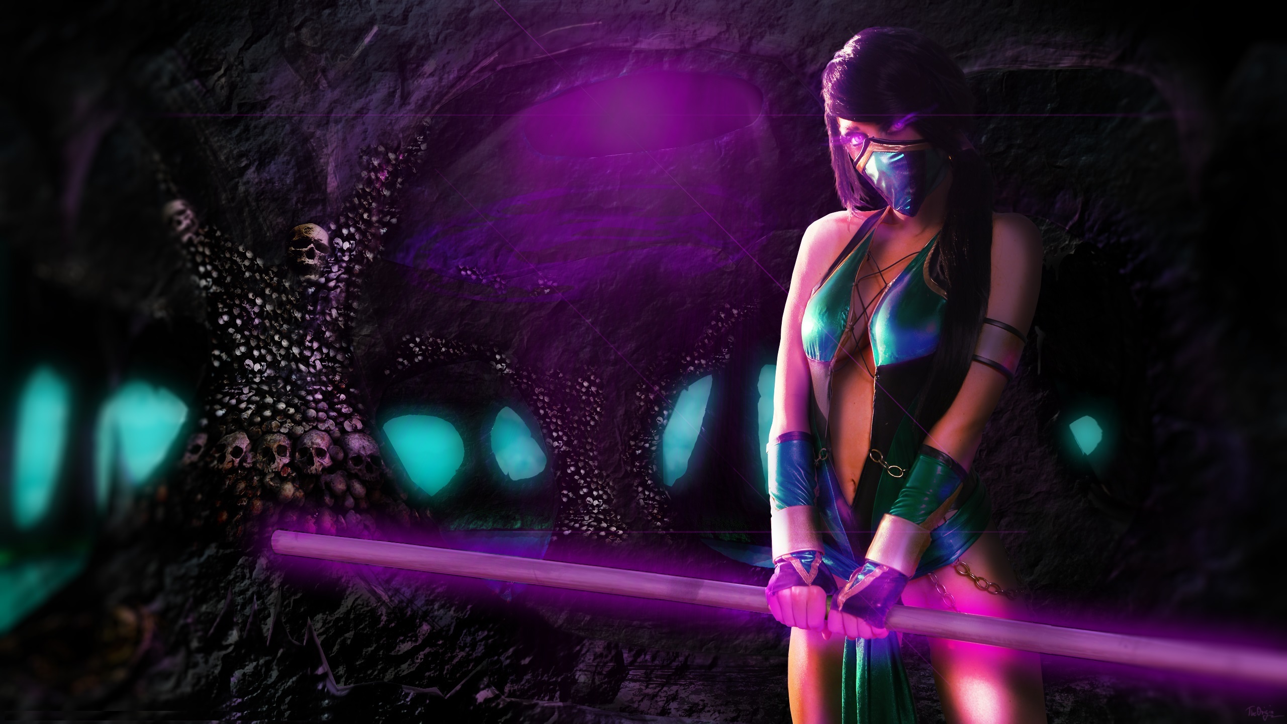 2560x1440 Wallpaper look, girl, weapons, the game, skull, art, Mortal Kombat, Jade for mobile and desktop, section игры, resolution 2560x1440