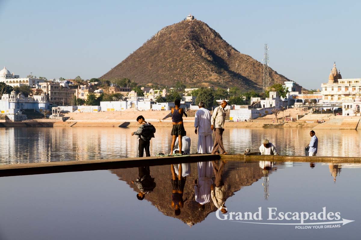 1200x800 bathing Ghats surround Pushkar Lake, Pushkar, Rajasthan, India