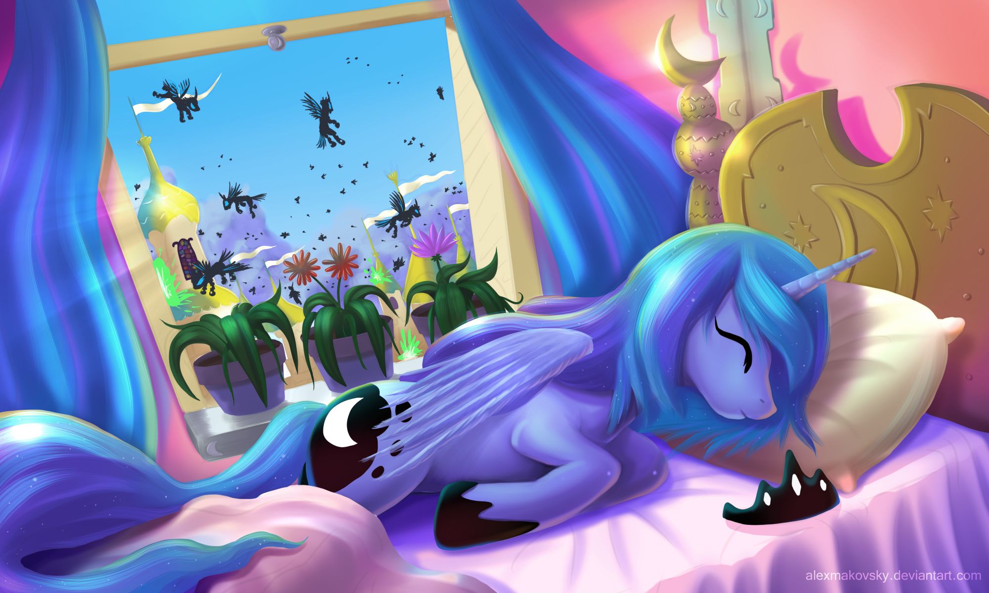 2000x1200 Princess Luna is sleeping angel by alexmakovsky. My Little Pony wallpaper. My Little Wallpaper are Magic