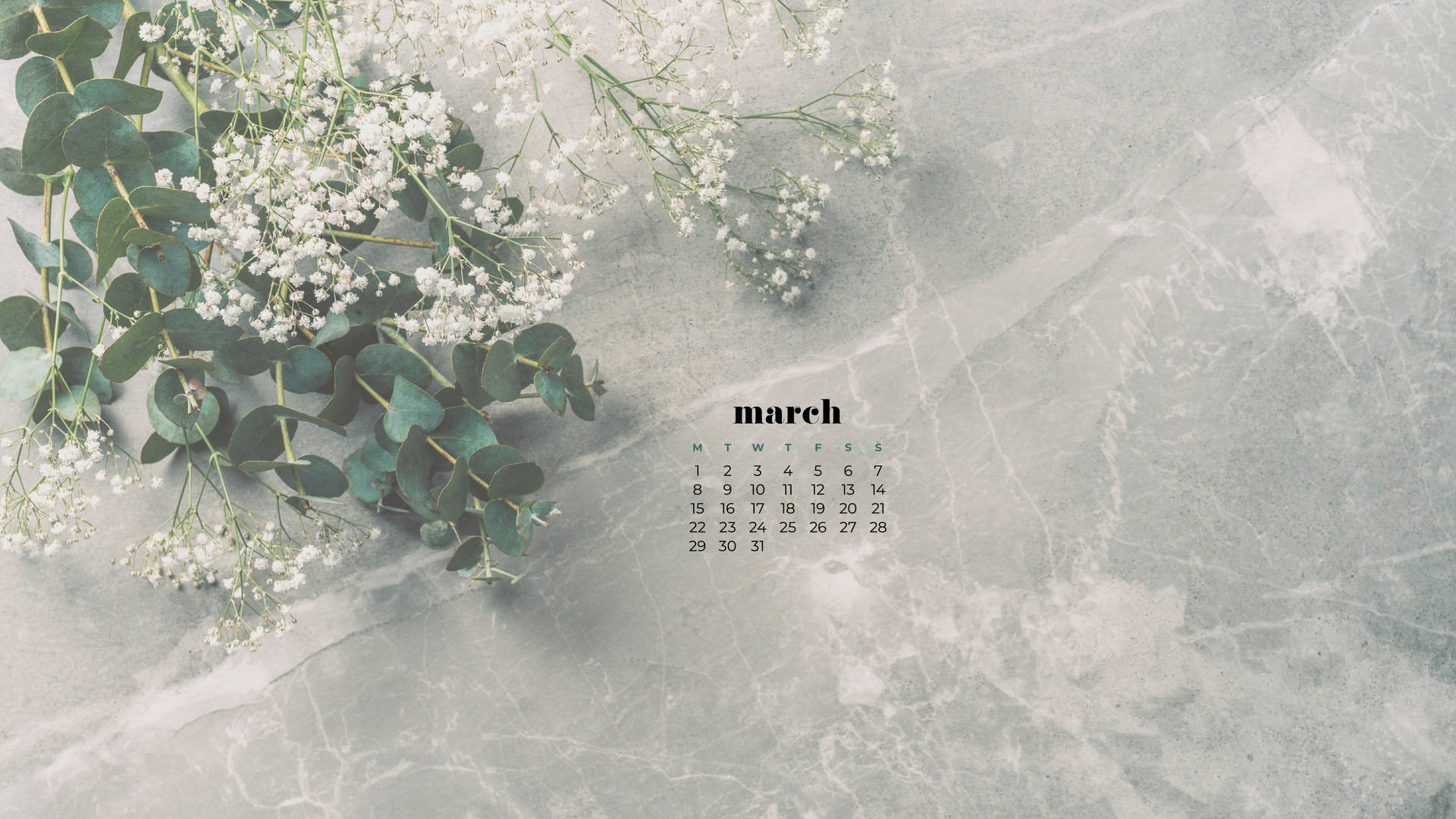 1920x1080 Download Calm Aesthetic March Calendar Wallpaper