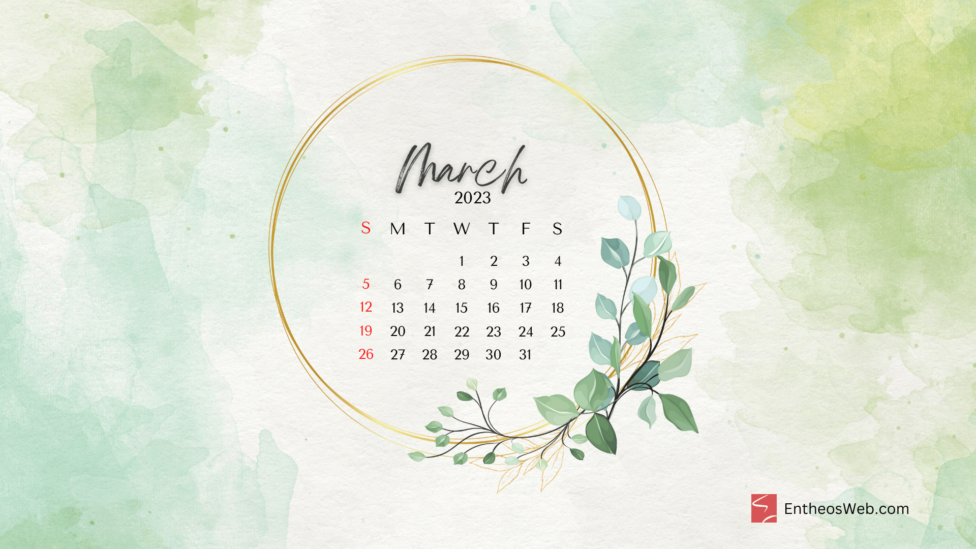1920x1080 March Calendar Desktop Wallpaper 2026 EntheosWeb