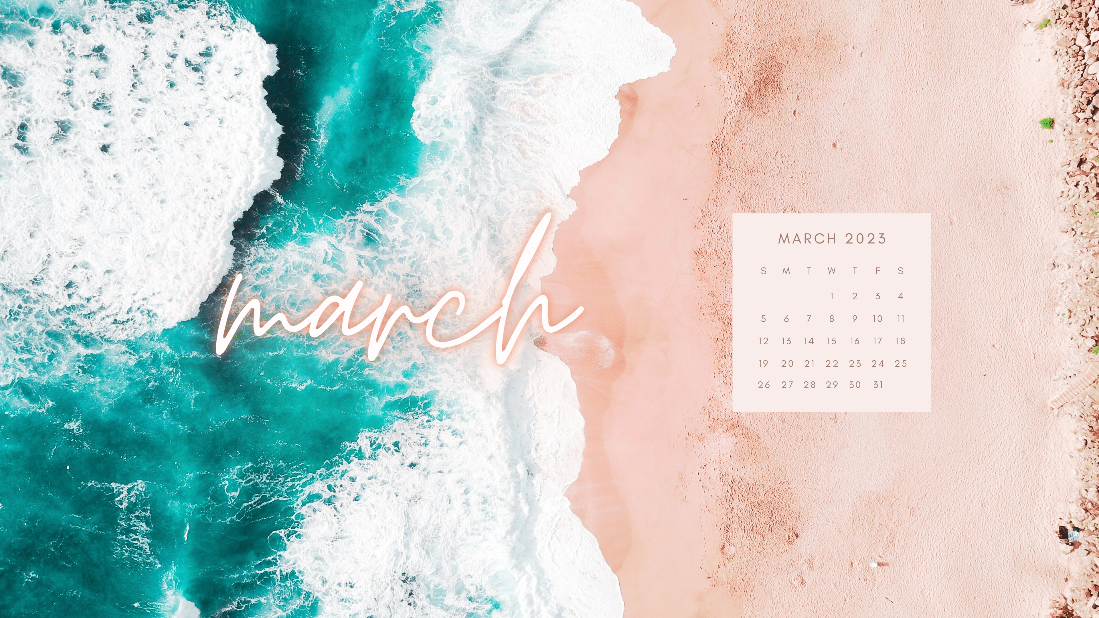 3840x2160 March Calendar Wallpaper