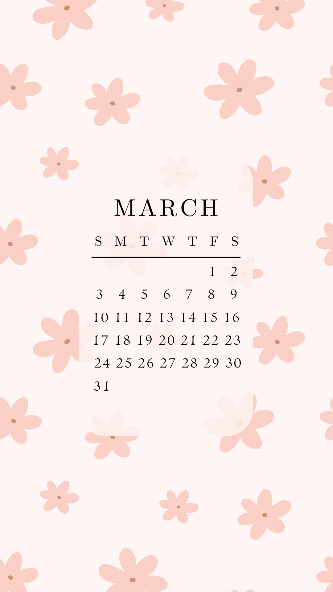 1080x1920 Media Monday- March Calendar Wallpaper