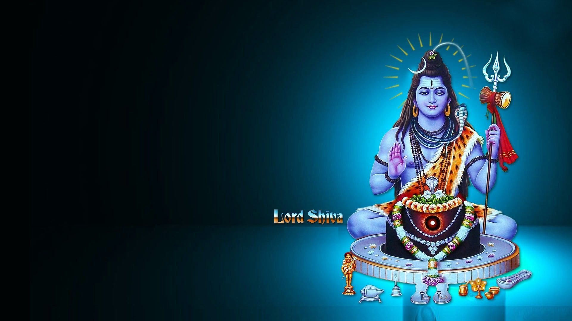 1920x1080 Bholenath In Blue Background HD Bholenath Wallpaper