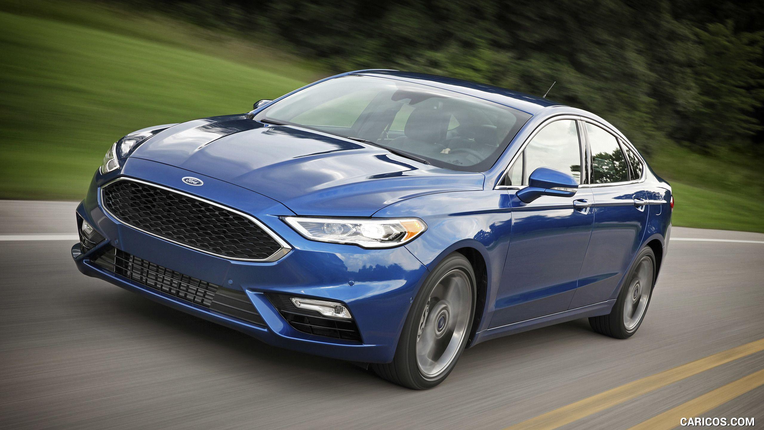 2560x1440 Free download 2017 Ford Fusion Sport EcoBoost AWD Blue Front Three