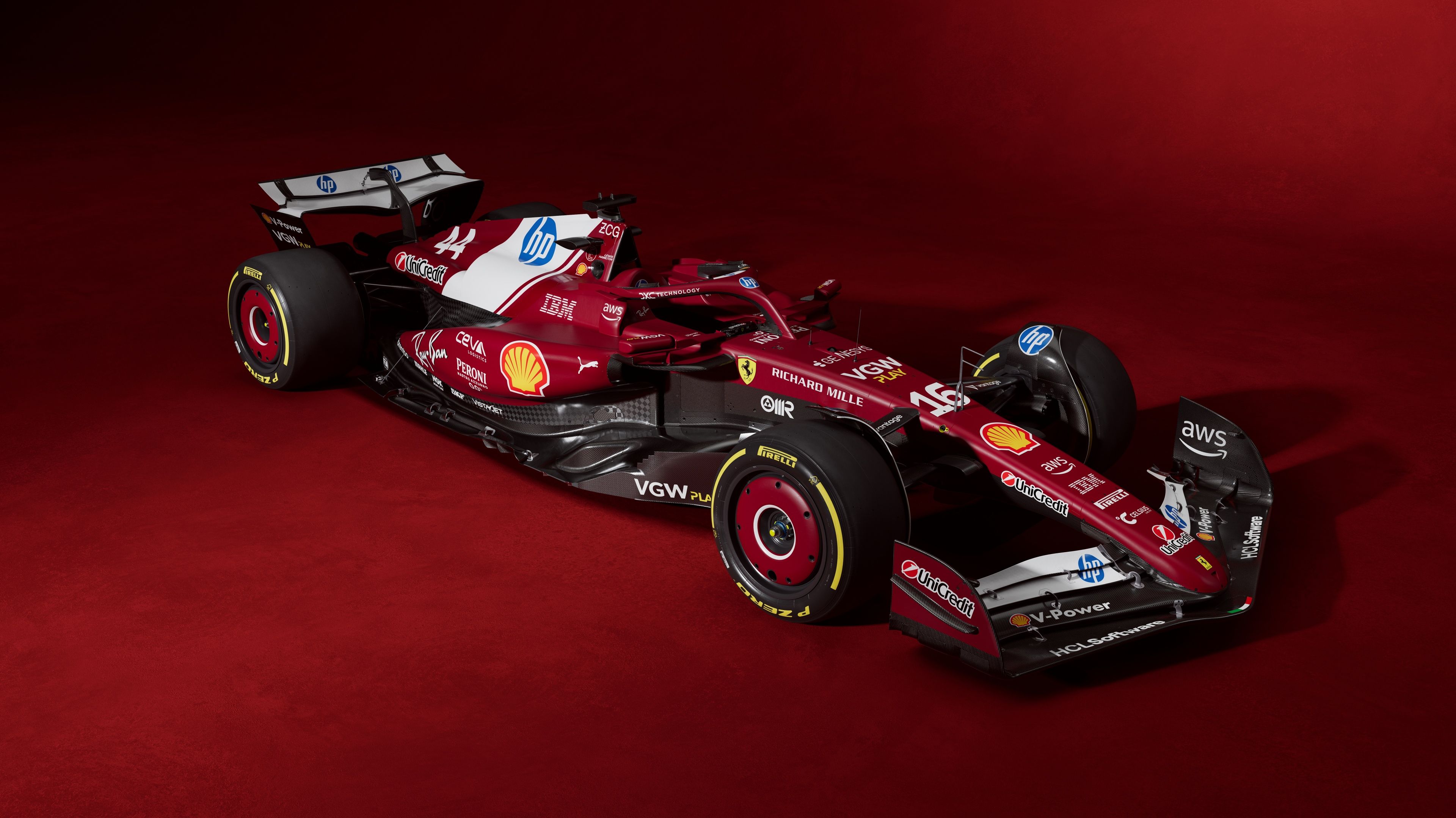 3840x2160 Ferrari SF 25 Wallpaper 4K, 8K, Red Background, 5K