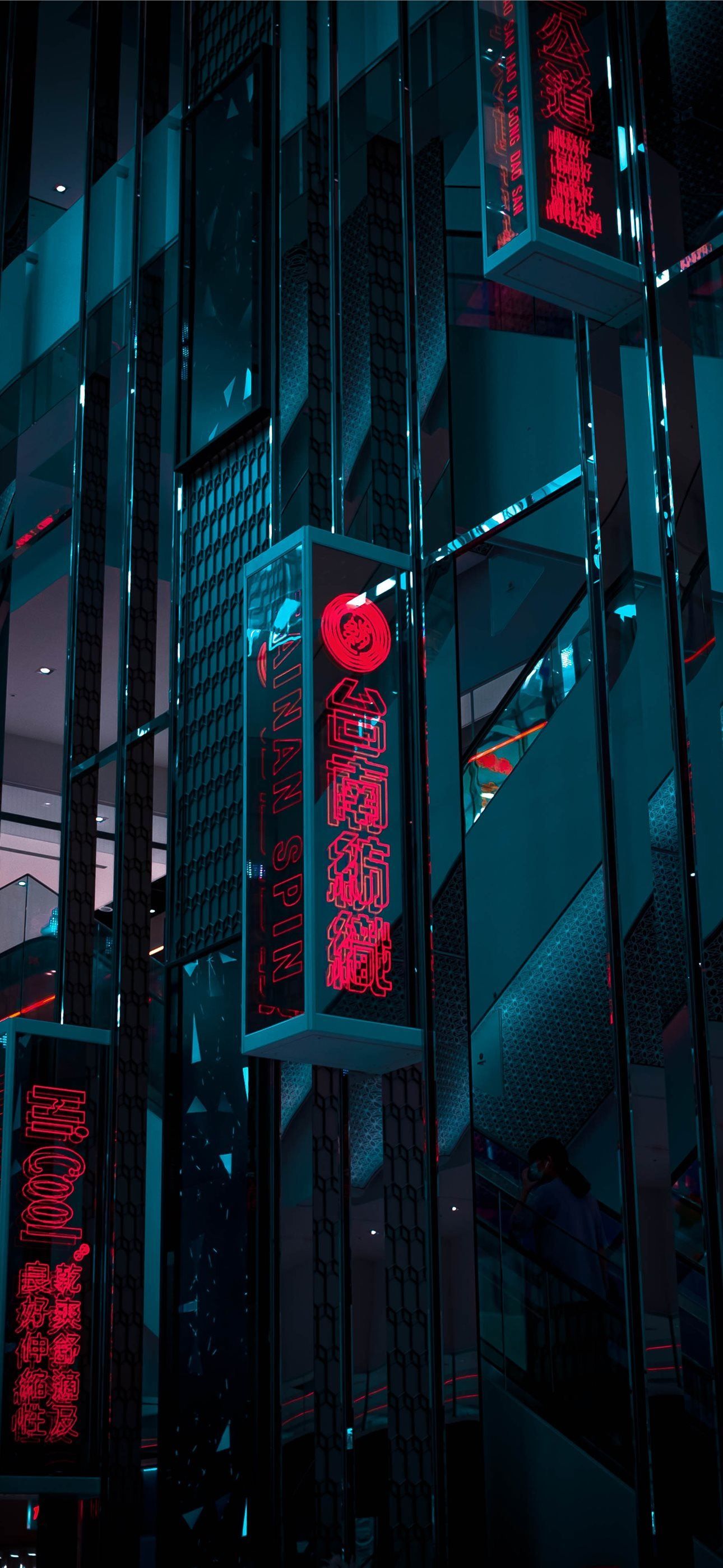 1290x2796 Tainan shopping mall neon lights iPhone Wallpaper Free Download