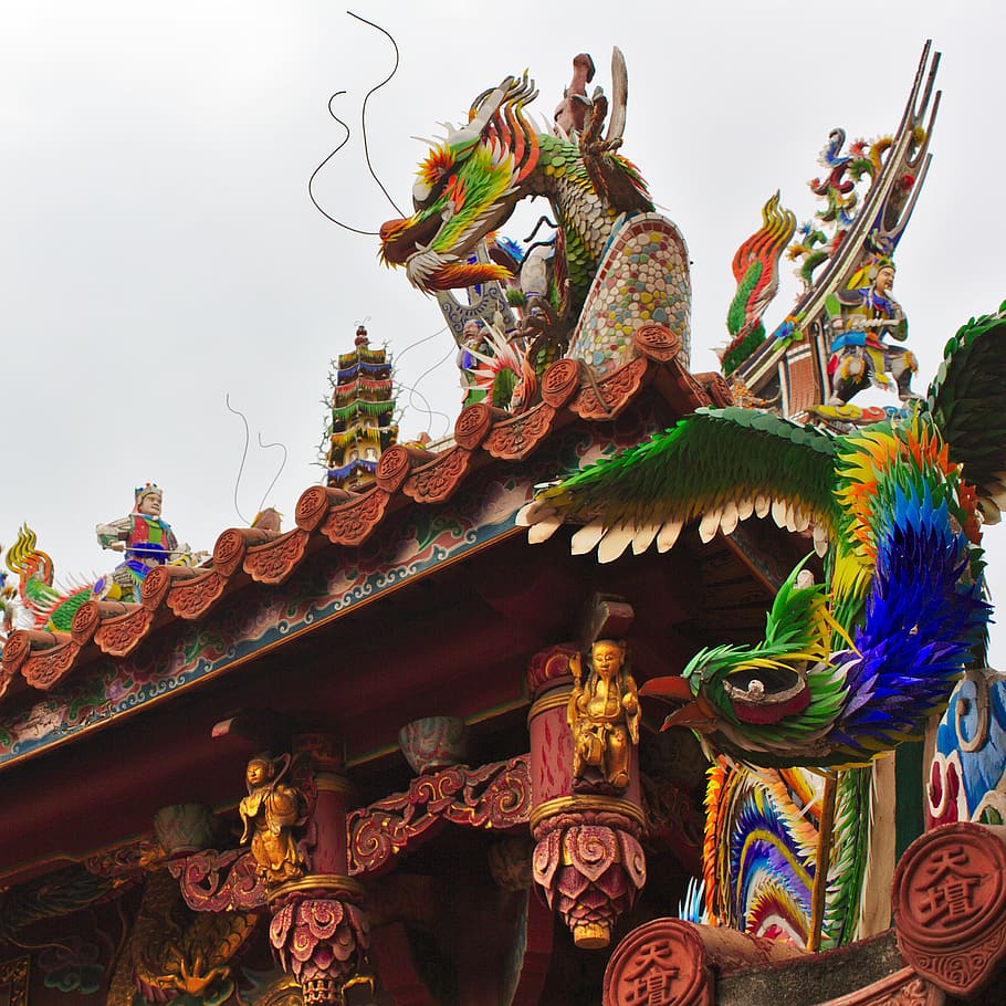 910x910 HD wallpaper: building, architecture, taiwan, tainan, temple, column, pillar