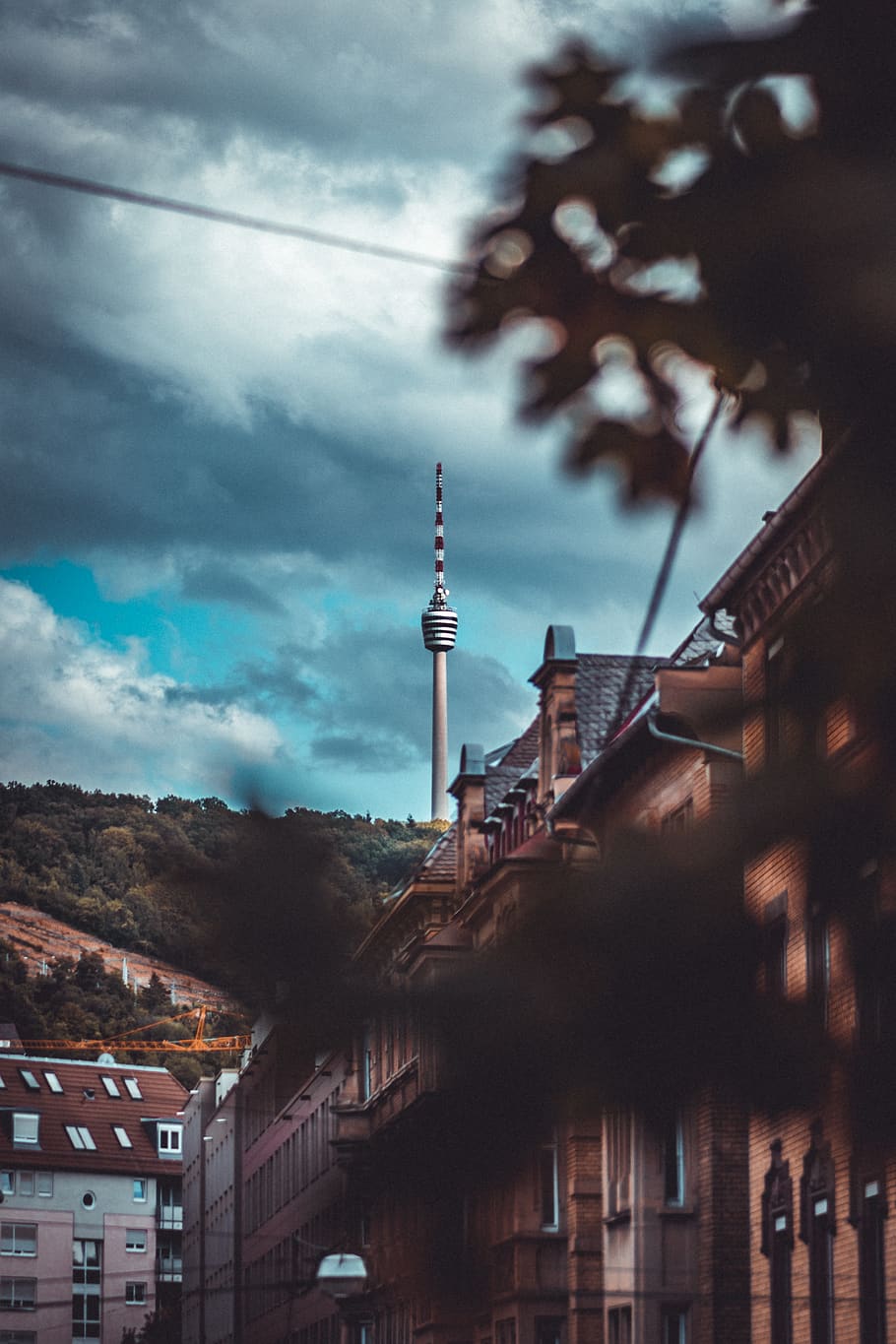 910x1365 germany, stuttgart, fernsehturm, antenna, sightseeing, fernsehturm stuttgart, german, fall