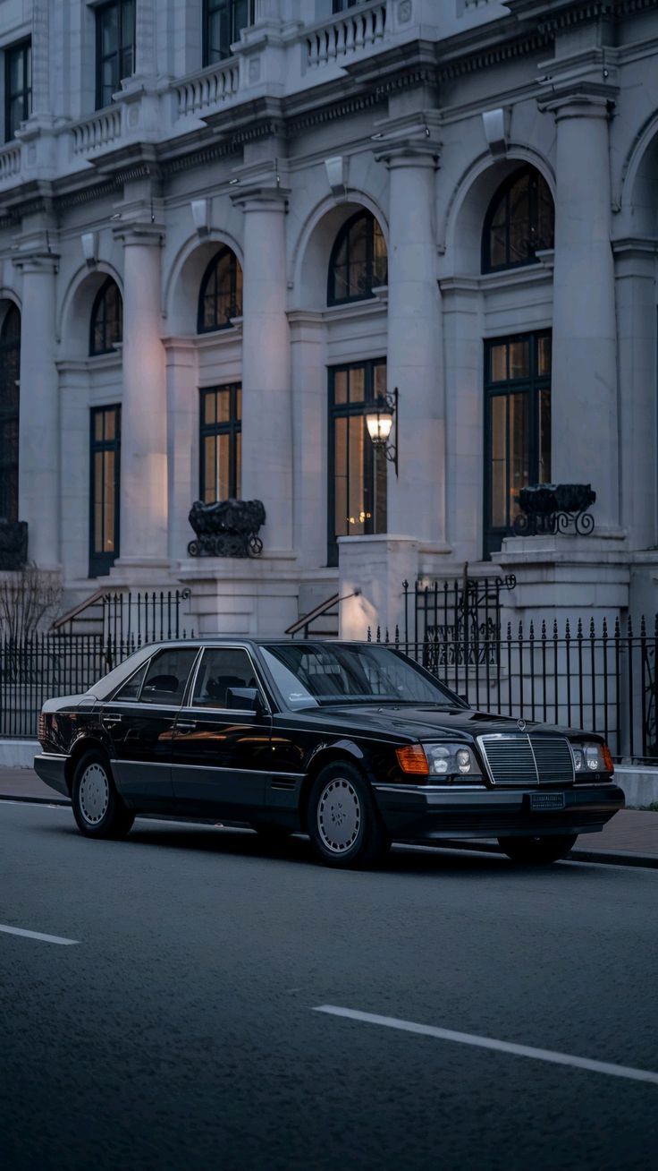 736x1308 A Sleek Black Mercedes S Class Of 1990s