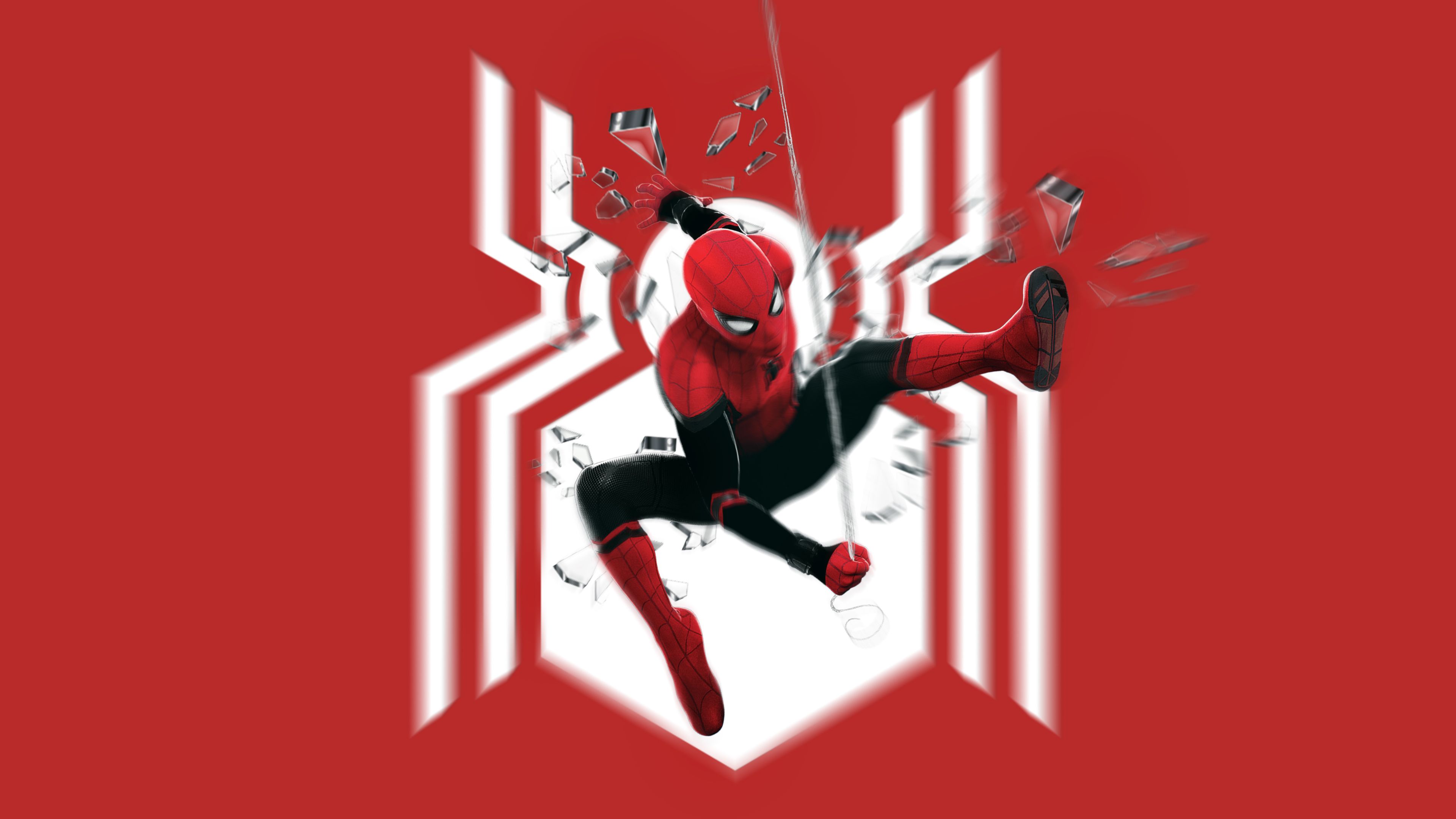 3840x2160 Spider Man Far From Home Spider Man With Red Background 4K HD Spider Man Far From Home Wallpaper