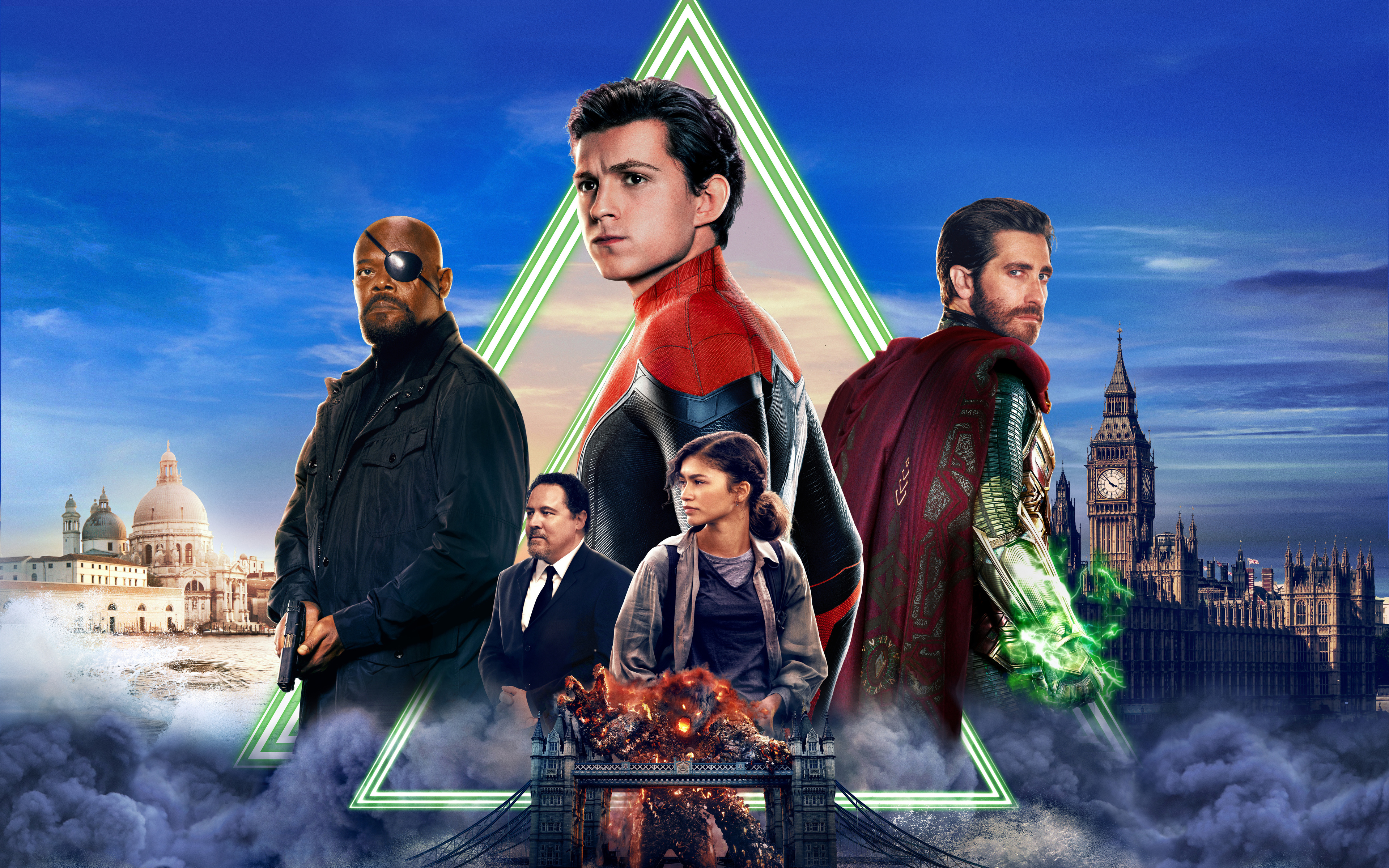 3840x2400 Poster with Characters from Spider Man: Far from home Wallpaper 4k for Desktop