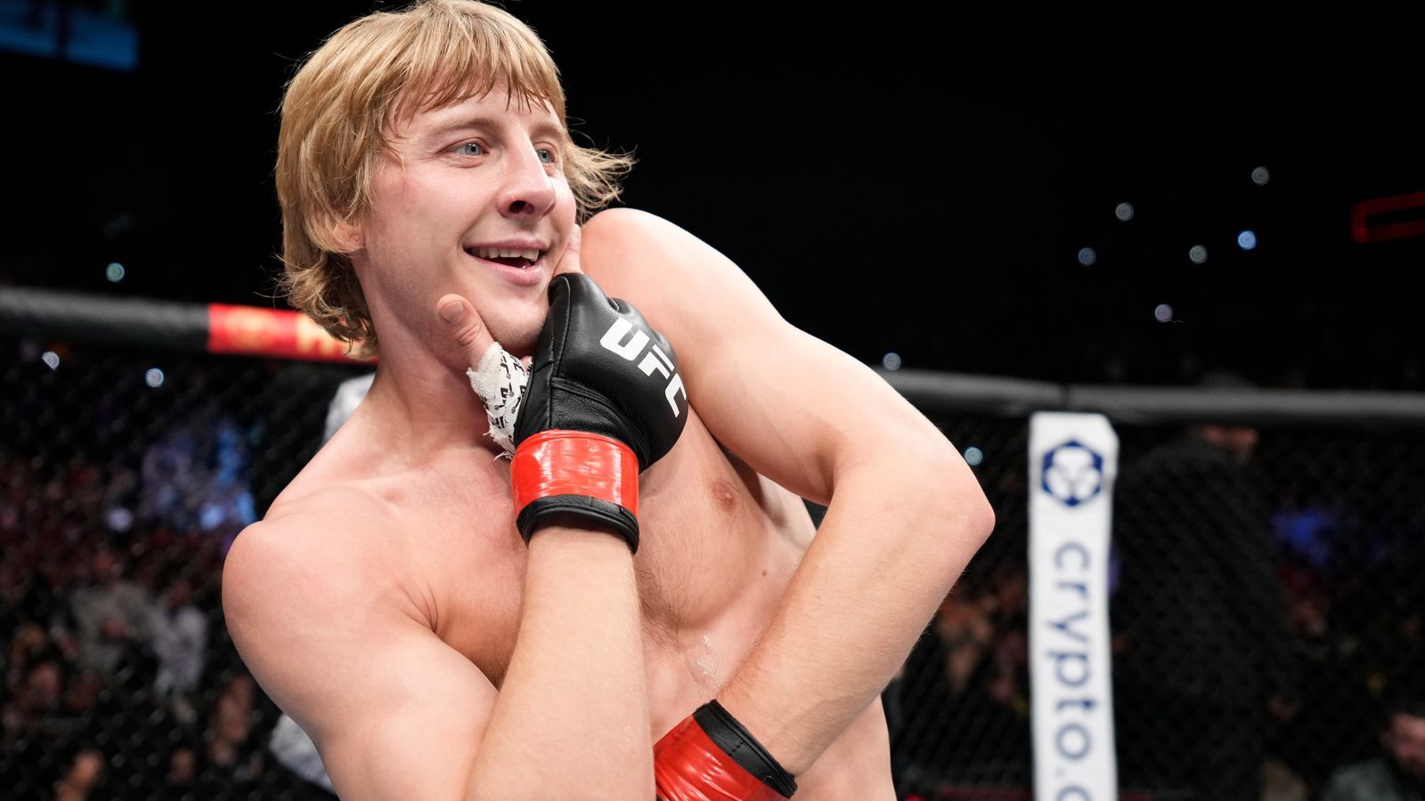 1600x900 Paddy Pimblett celebrated with the fans after an amazing win over Rodrigo Vargas at UFC London