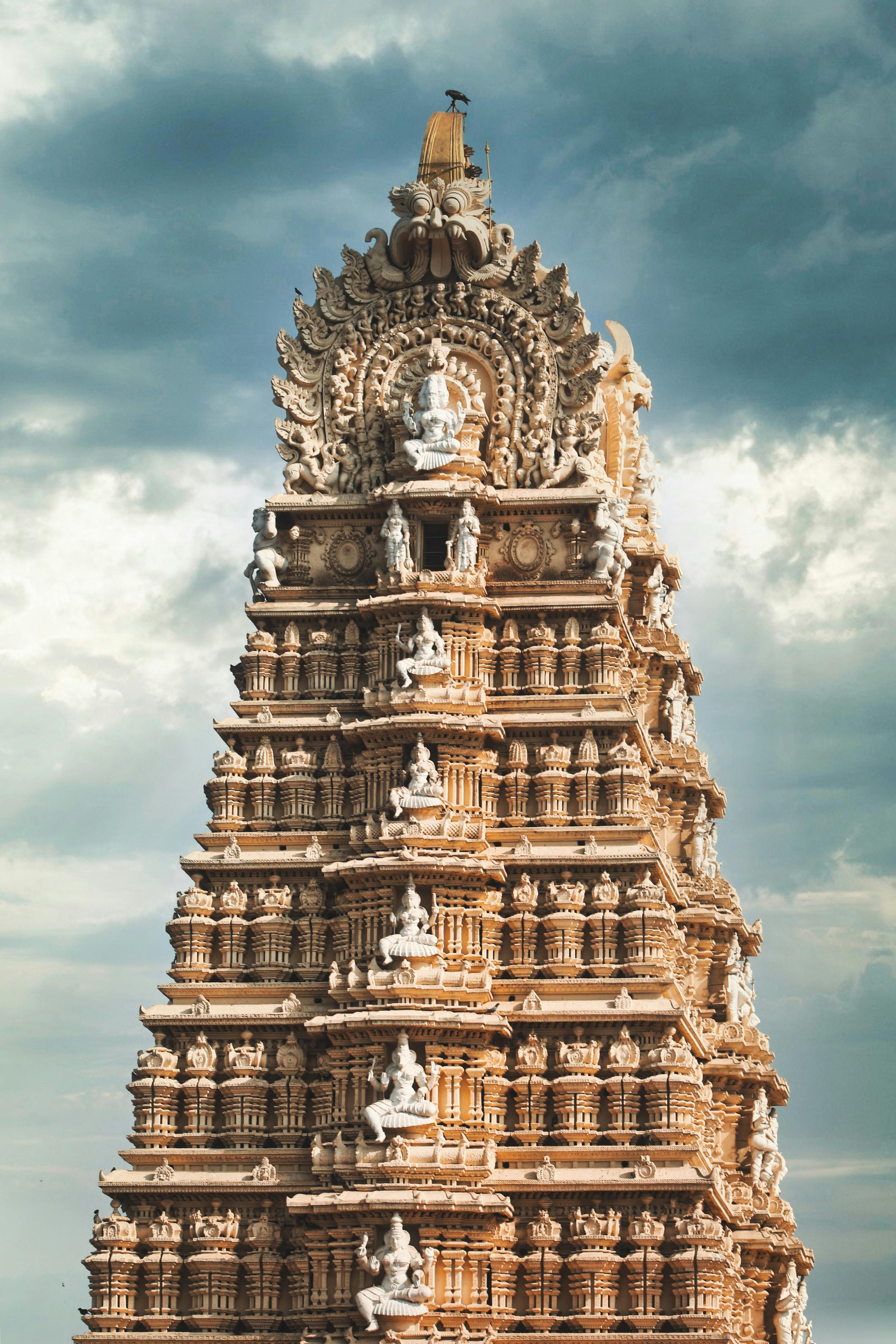 3585x5378 Majestic Mysuru Temple Tower Against Dramatic Sky · Free