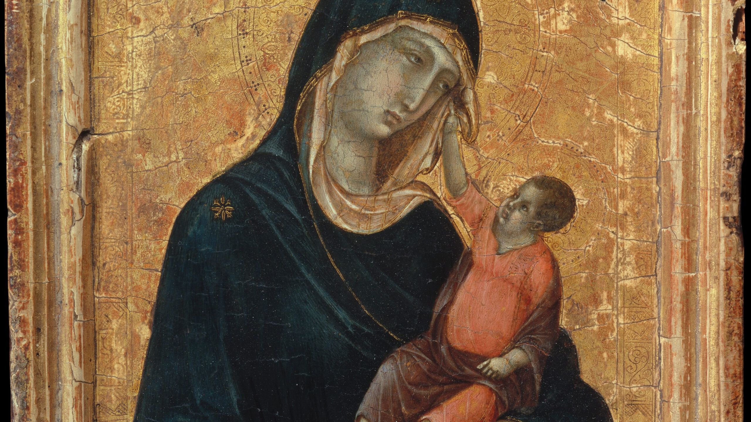 2560x1440 Madonna and Child: An Icon of Human Thriving on Fire