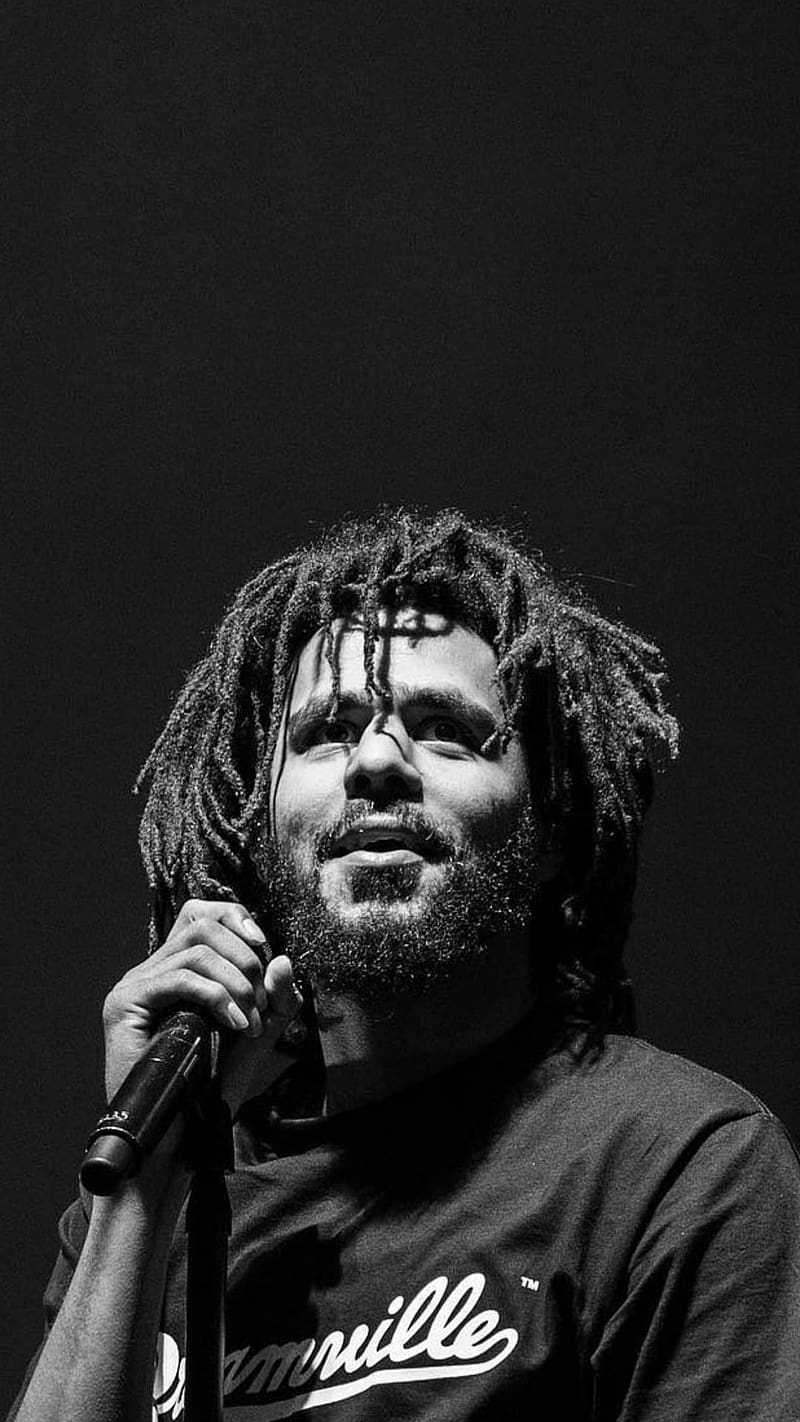 800x1422 J Cole, Black And White, black background, rapper, music, HD phone wallpaper