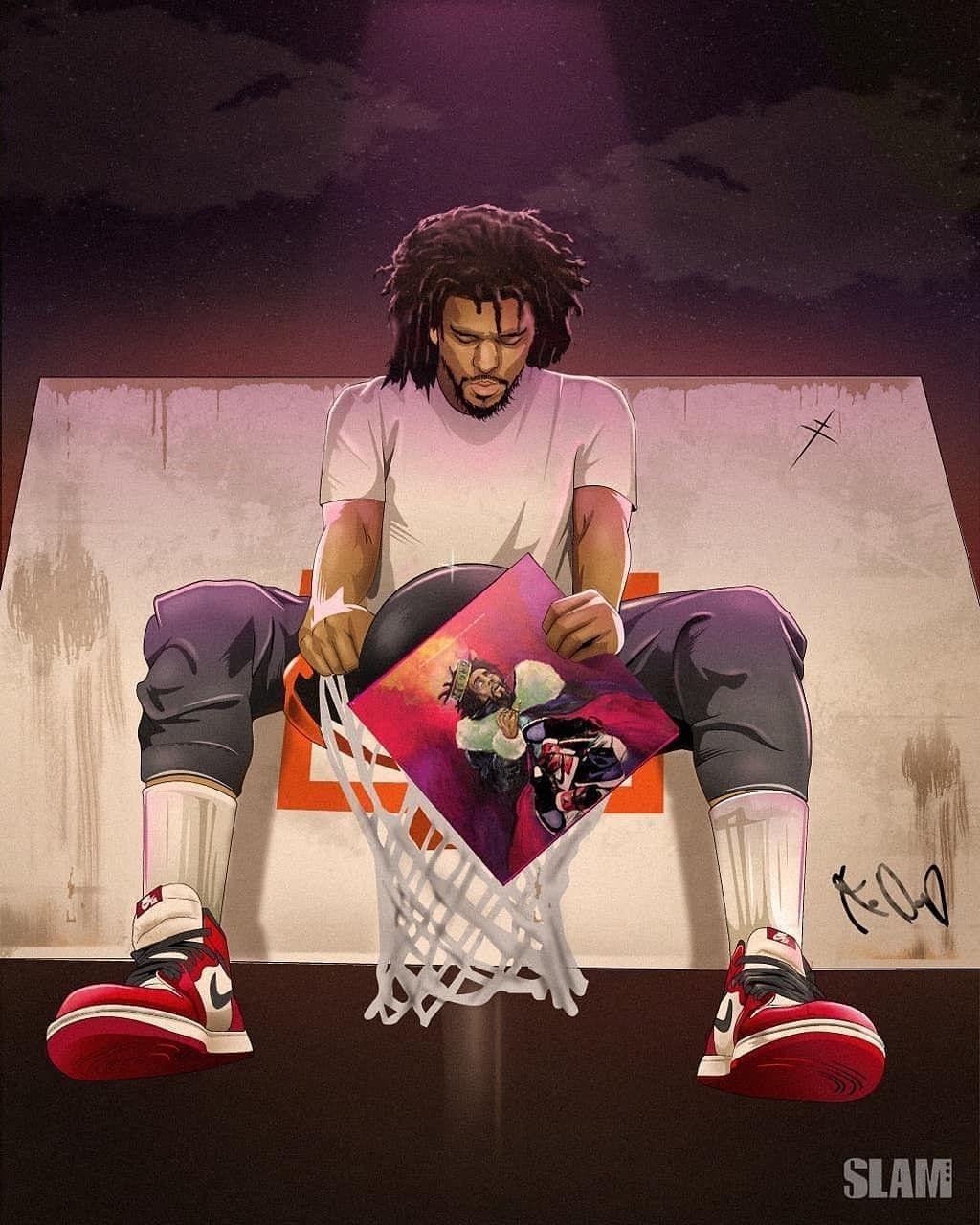 1024x1280 J Cole Cartoon Wallpaper
