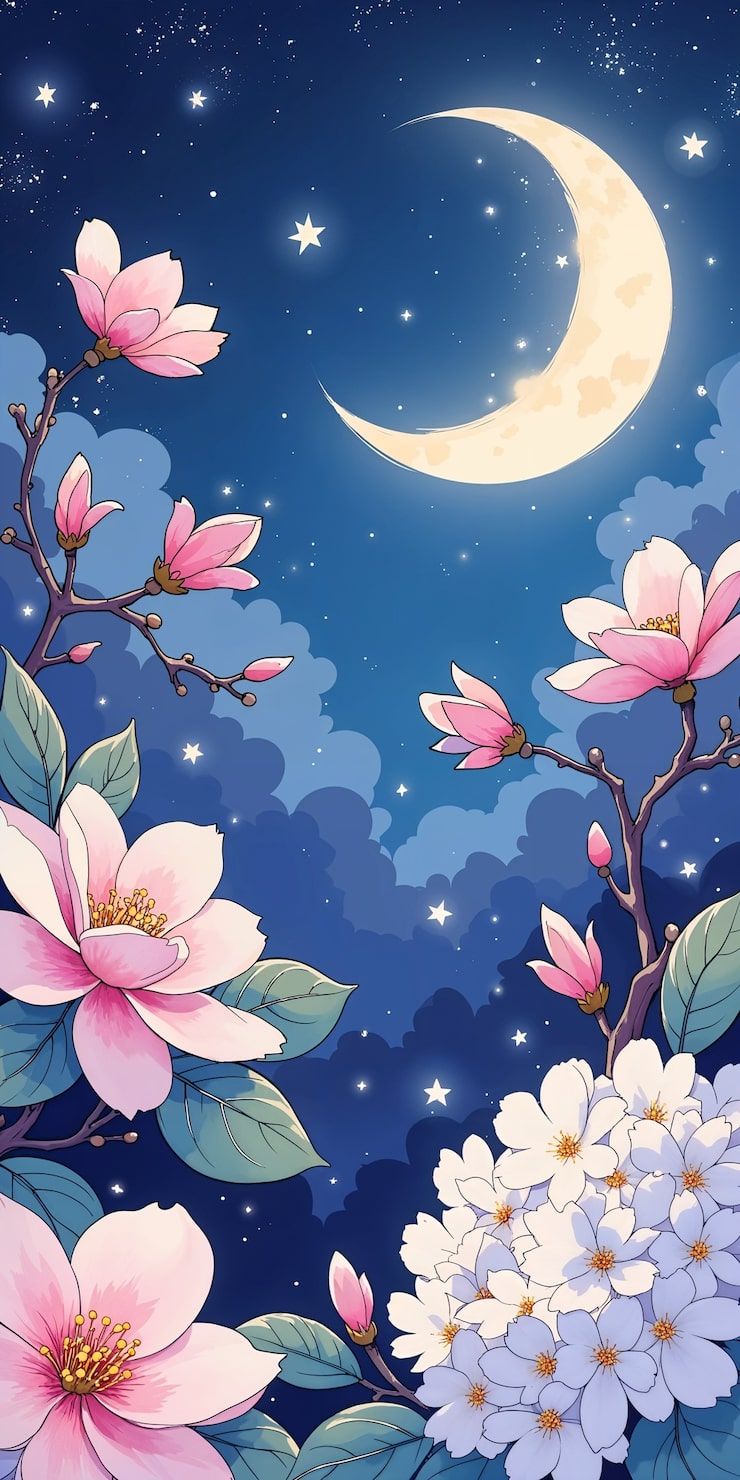 740x1480 Moon Flower Wallpaper Photo Free High Quality Picture