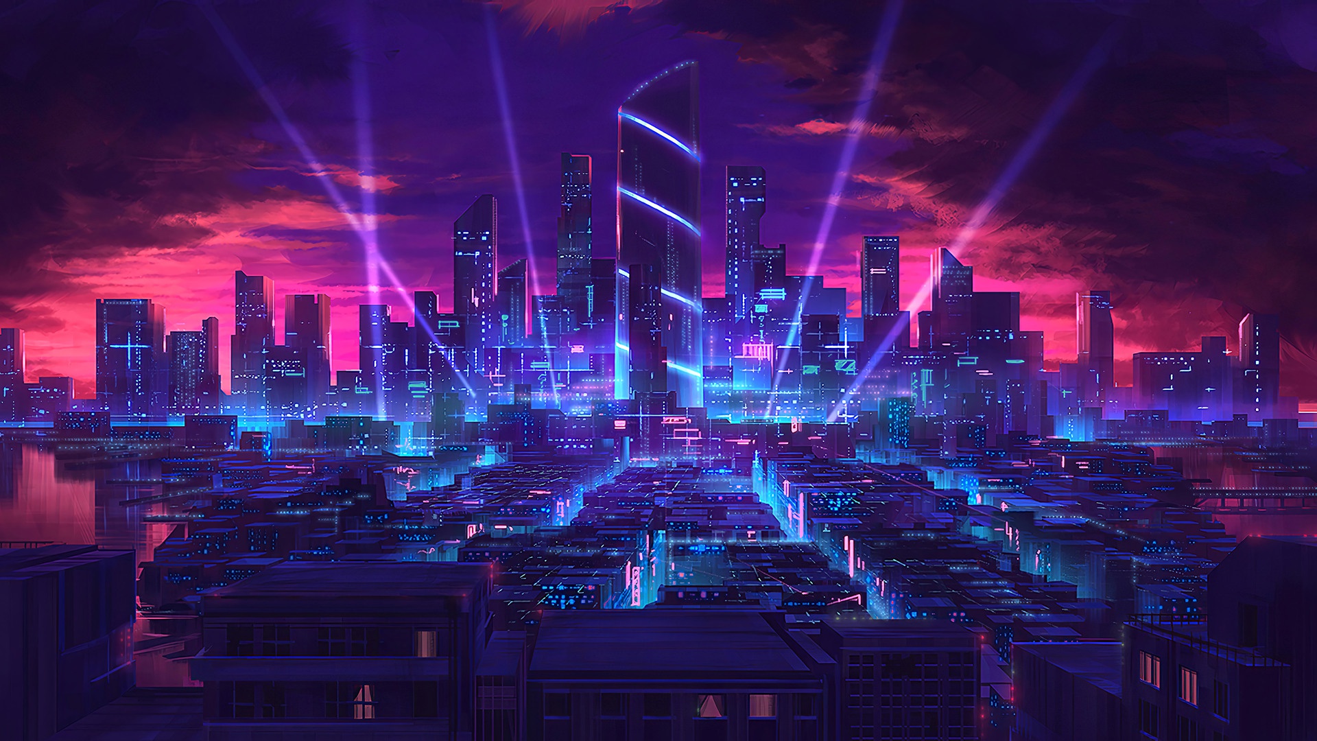 1920x1080 Wallpaper city, the city, future, skyscrapers, neon, Neon, Future, skyscrapers for mobile and desktop, section фантастика, resolution 1920x1080