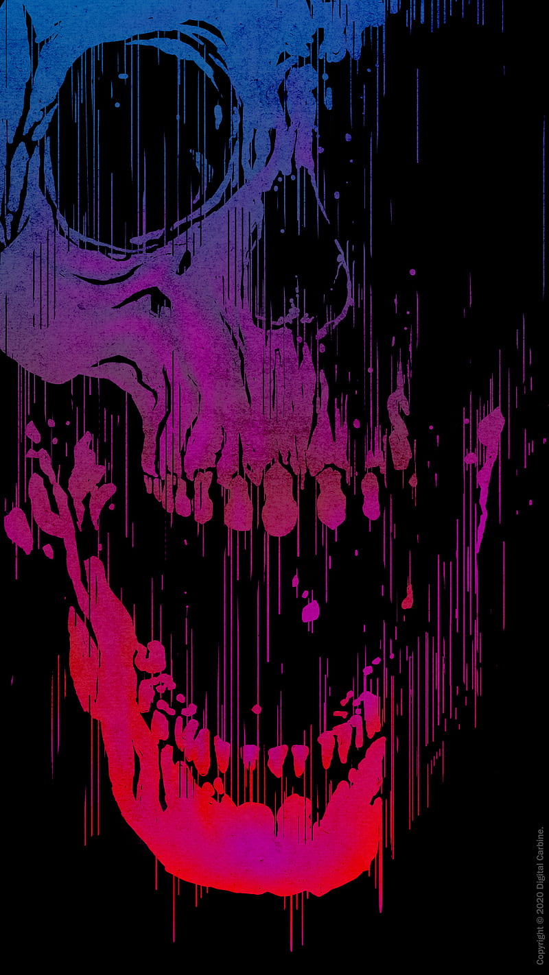 800x1422 Skull Effect, Digital, bright, fantasy, horror, neon colors, texture, HD phone wallpaper