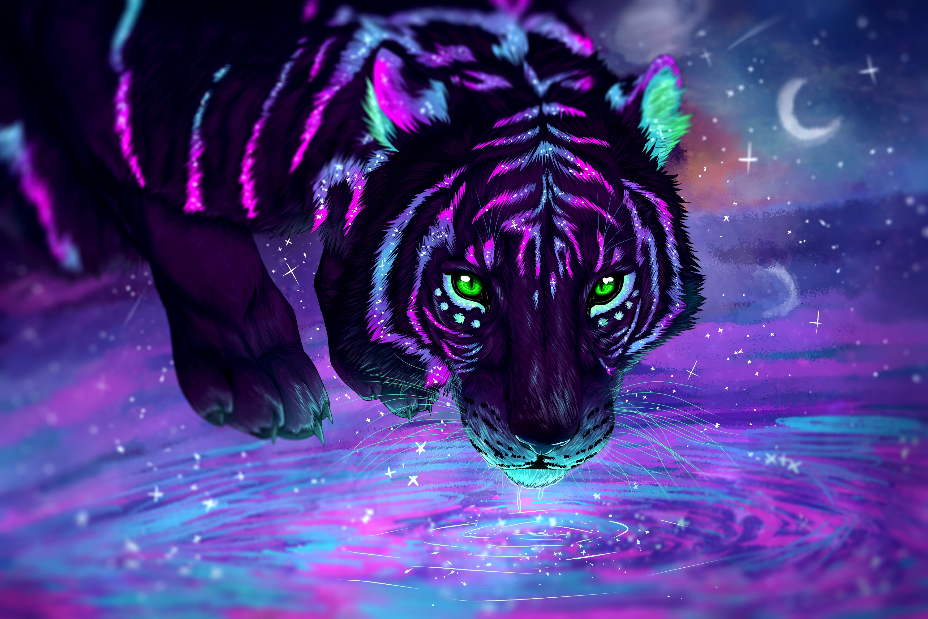 3000x2001 Neon Tiger Wallpaper, HD Fantasy 4K Wallpaper, Image and Background