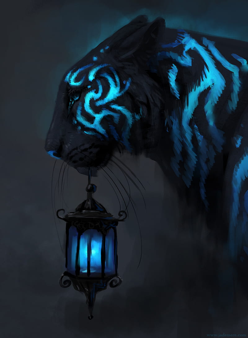 800x1092 Neon Tiger, black, fantasies, lantern, HD phone wallpaper