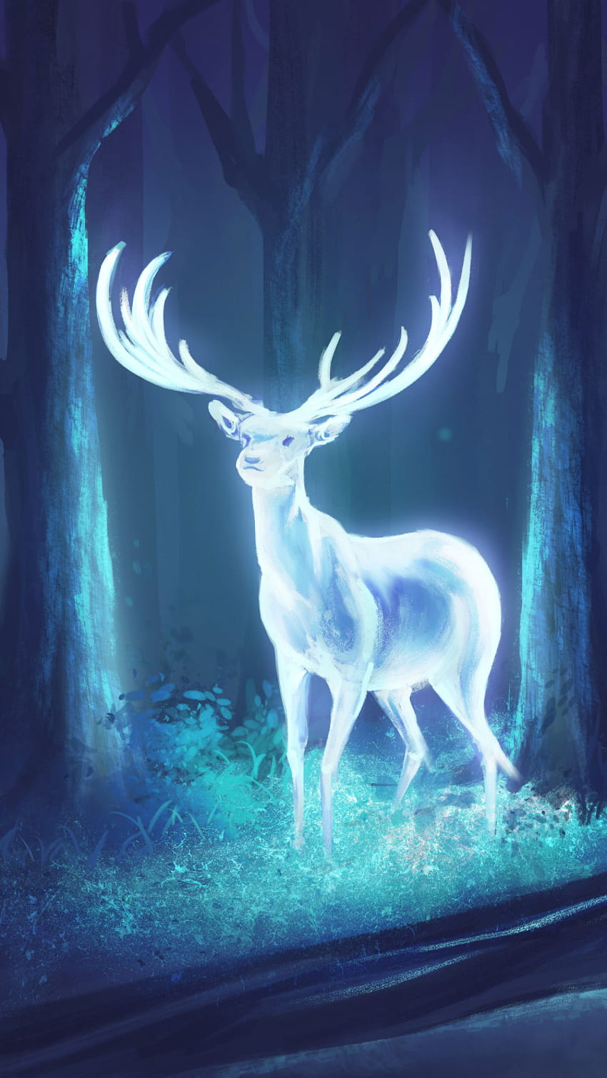 850x1509 Digital Art, Deer, Forest, Neon, Fantasy Art • For You For & Mobile, Deer Aesthetic HD phone wallpaper