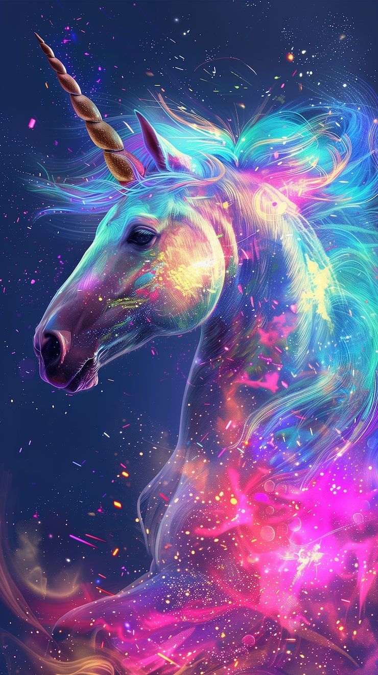 740x1320 Neon unicorn wallpaper Image