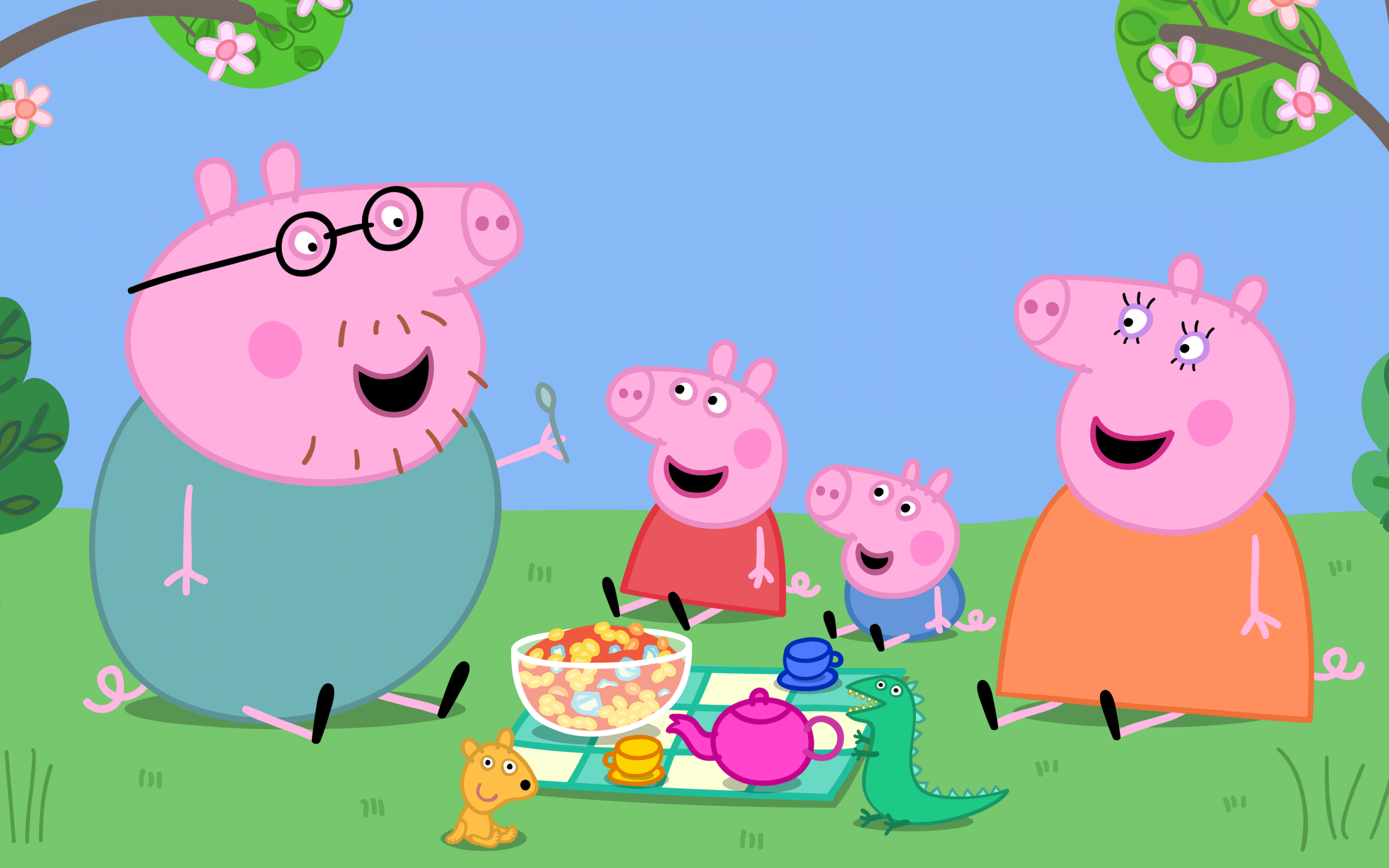 2880x1800 Peppa Pig family Wallpaper 4K, Cartoon, TV series, Daddy Pig